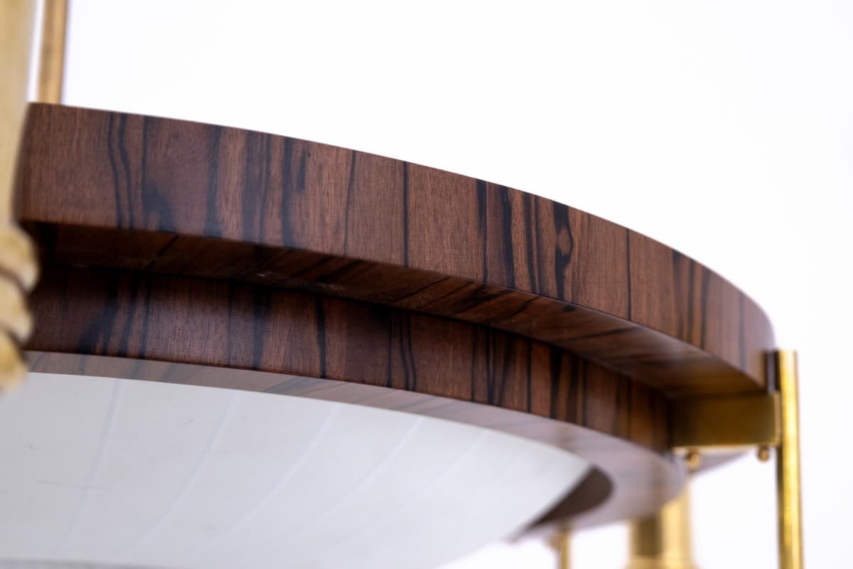 Orzechowy żyrandol, styl art deco, Polska, lata 50. - 58526