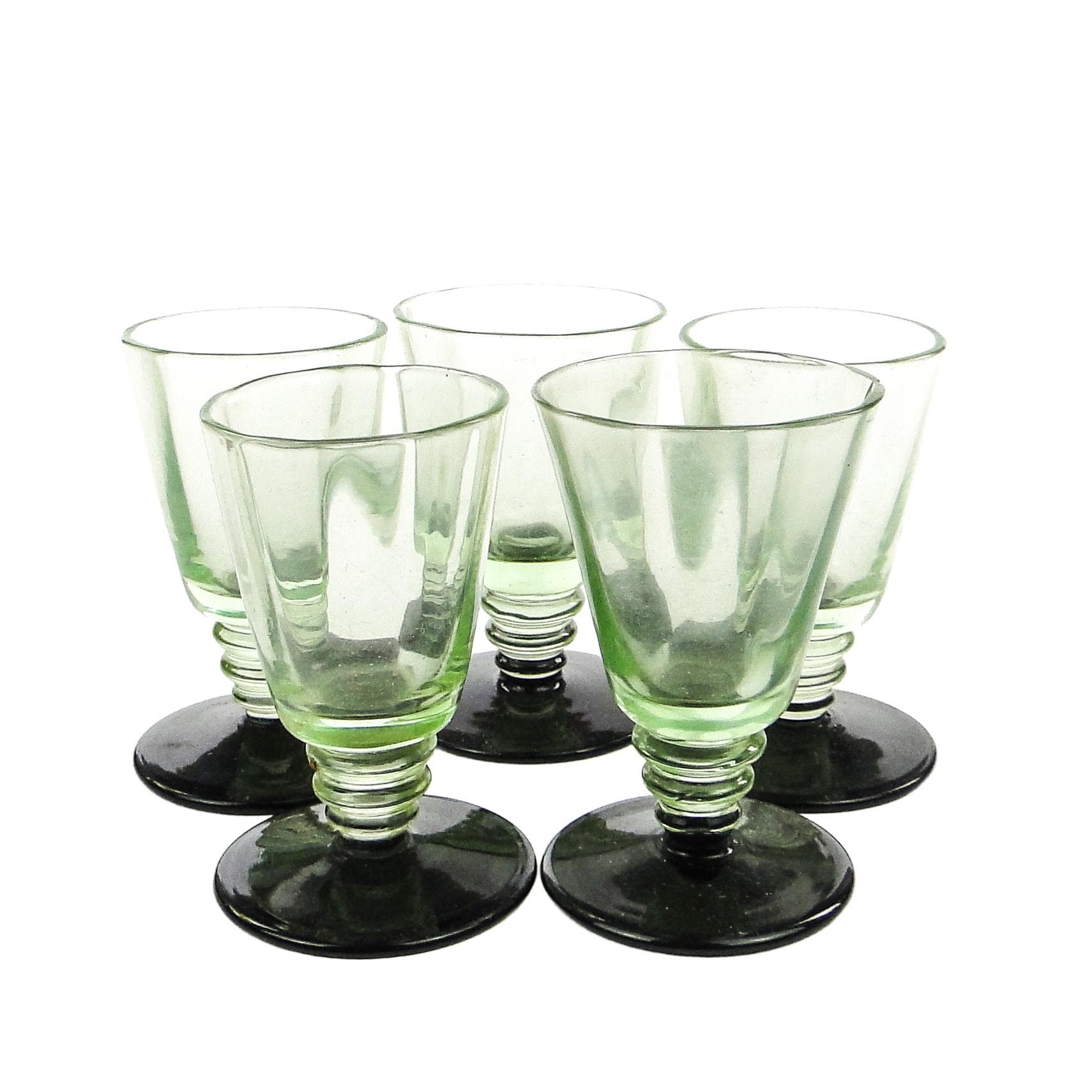 Set of Five Glasses, Art Deco, glass, Poland, 1930s.