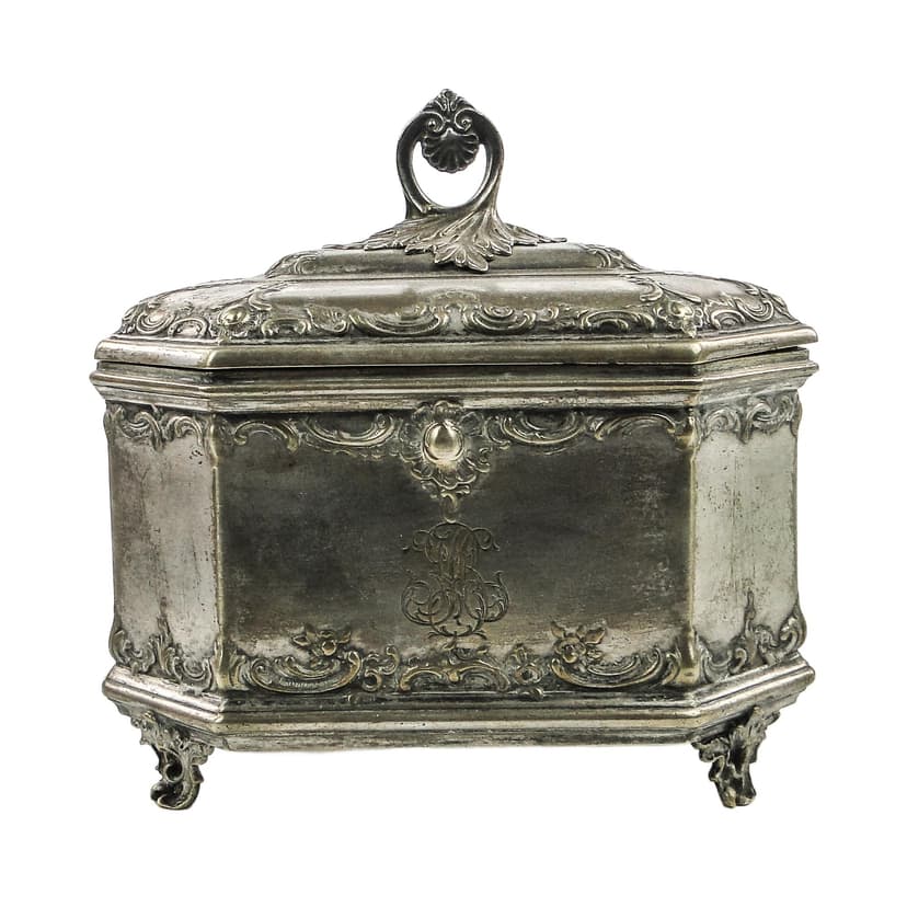 Cukiernica Rococo, mosiądz srebrzony, Norblin, Polska, początek XX w.