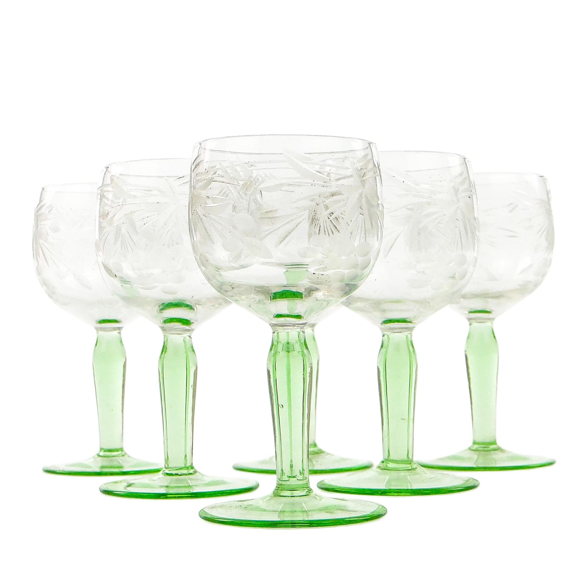 Komplet kieliszków do wina Art Nouveau, szkło, Bohemia, Czechy, pocz. XX w.