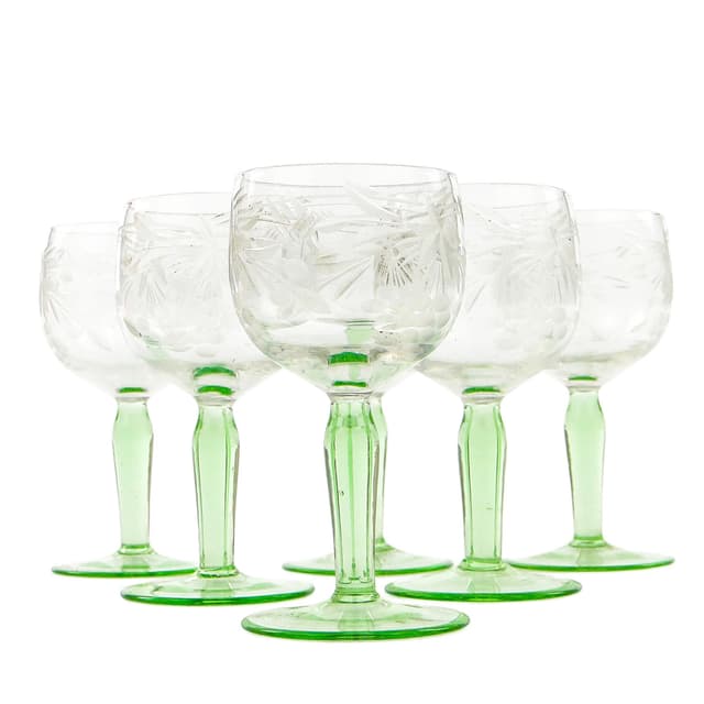 Komplet kieliszków do wina Art Nouveau, szkło, Bohemia, Czechy, pocz. XX w. - WYMIARY