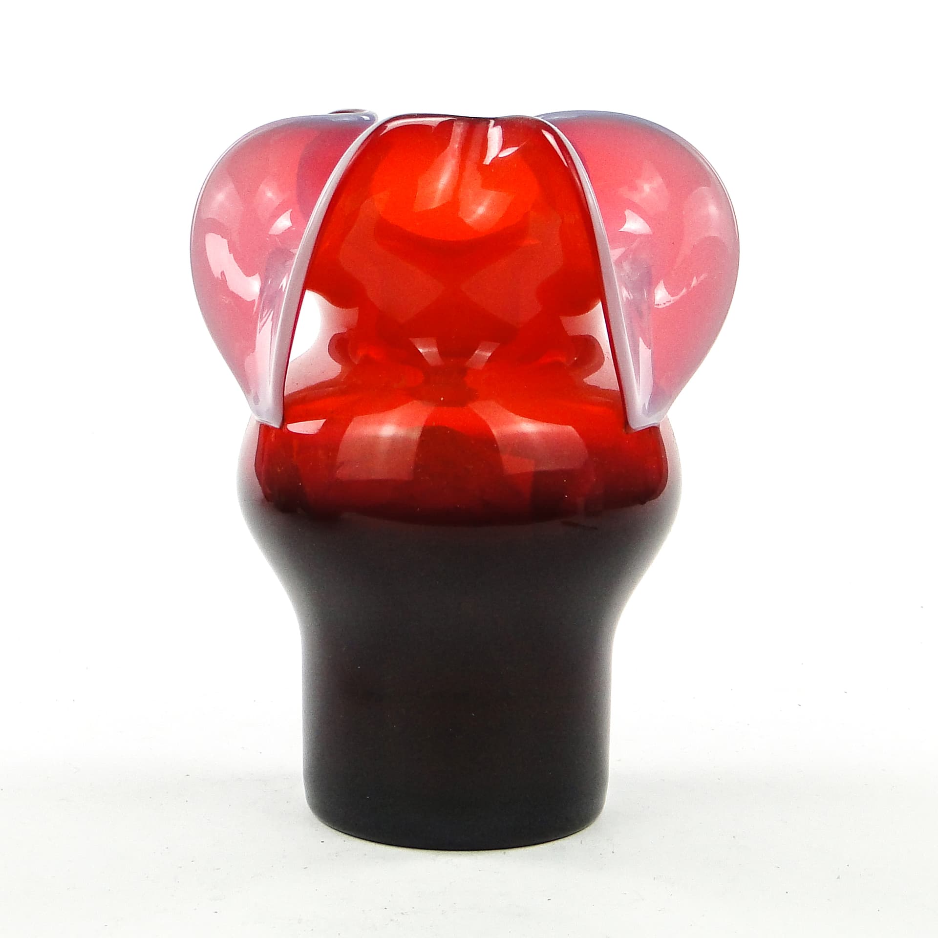 Wazon Osiołek, szkło czerwone, proj. C. Zuber, Polska, lata 70. - 103954