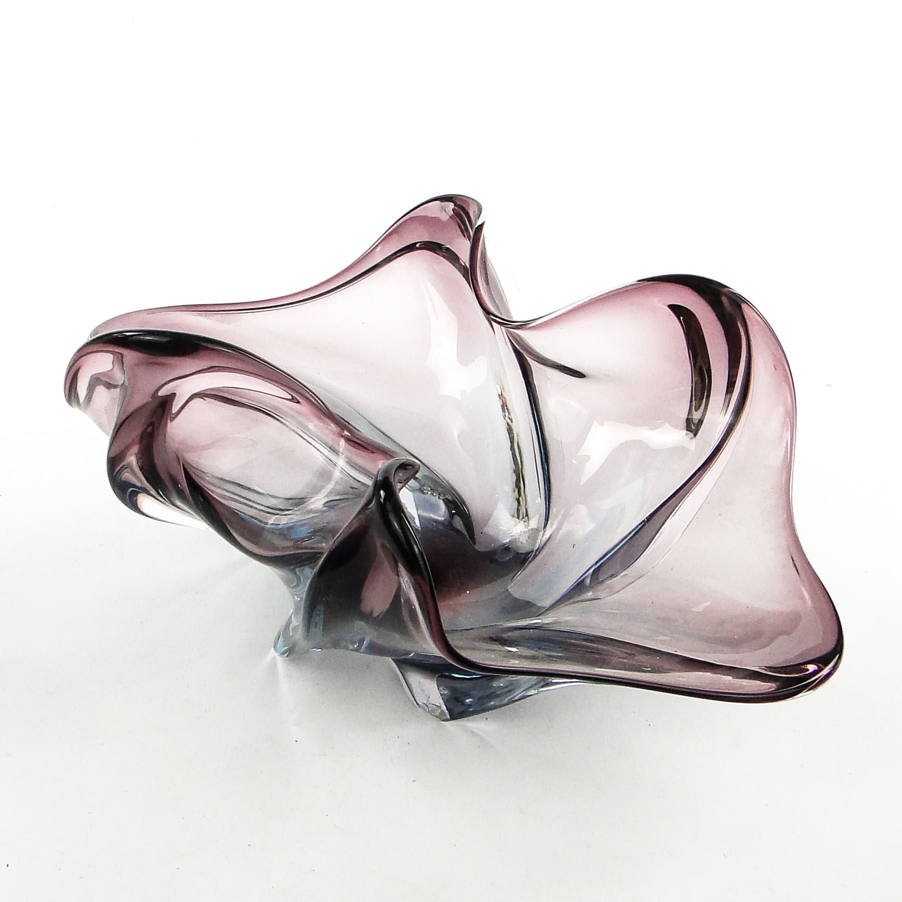 Sommerso centerpiece, mid-century modern, violet glass, Murano, Italy, 1950s. - 104295