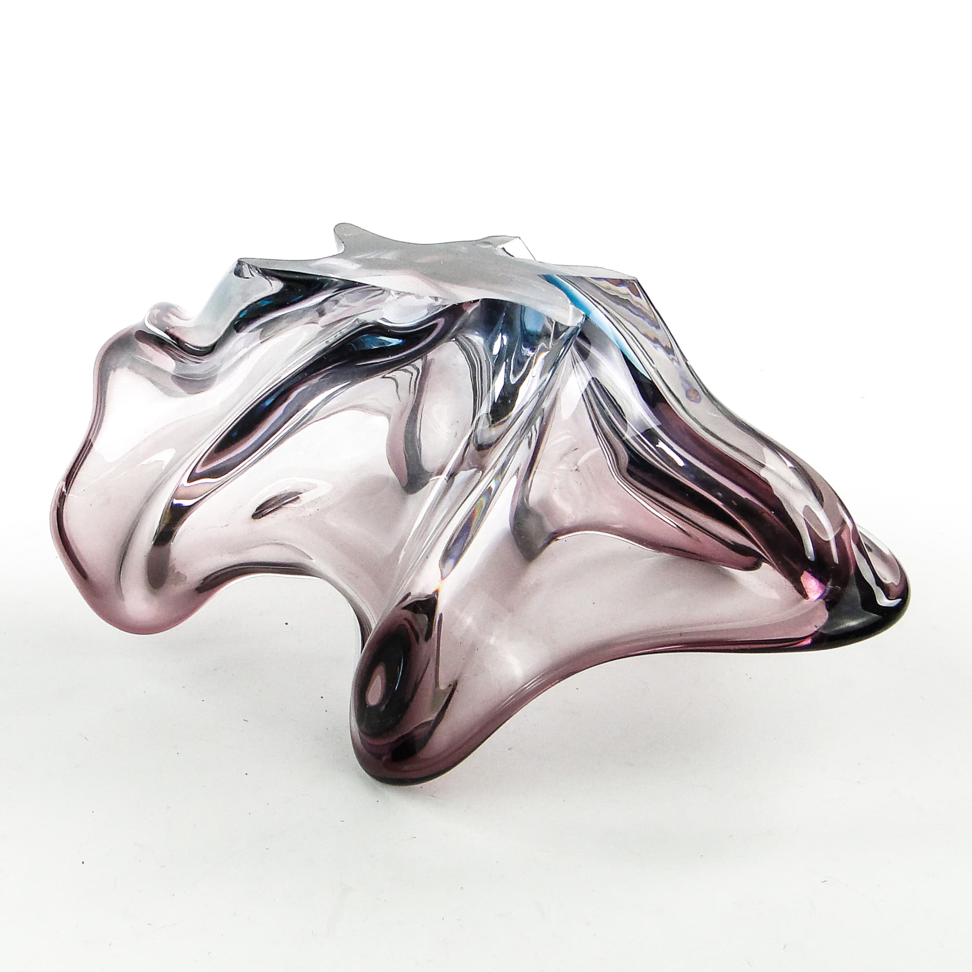 Sommerso centerpiece, mid-century modern, violet glass, Murano, Italy, 1950s. - 104300