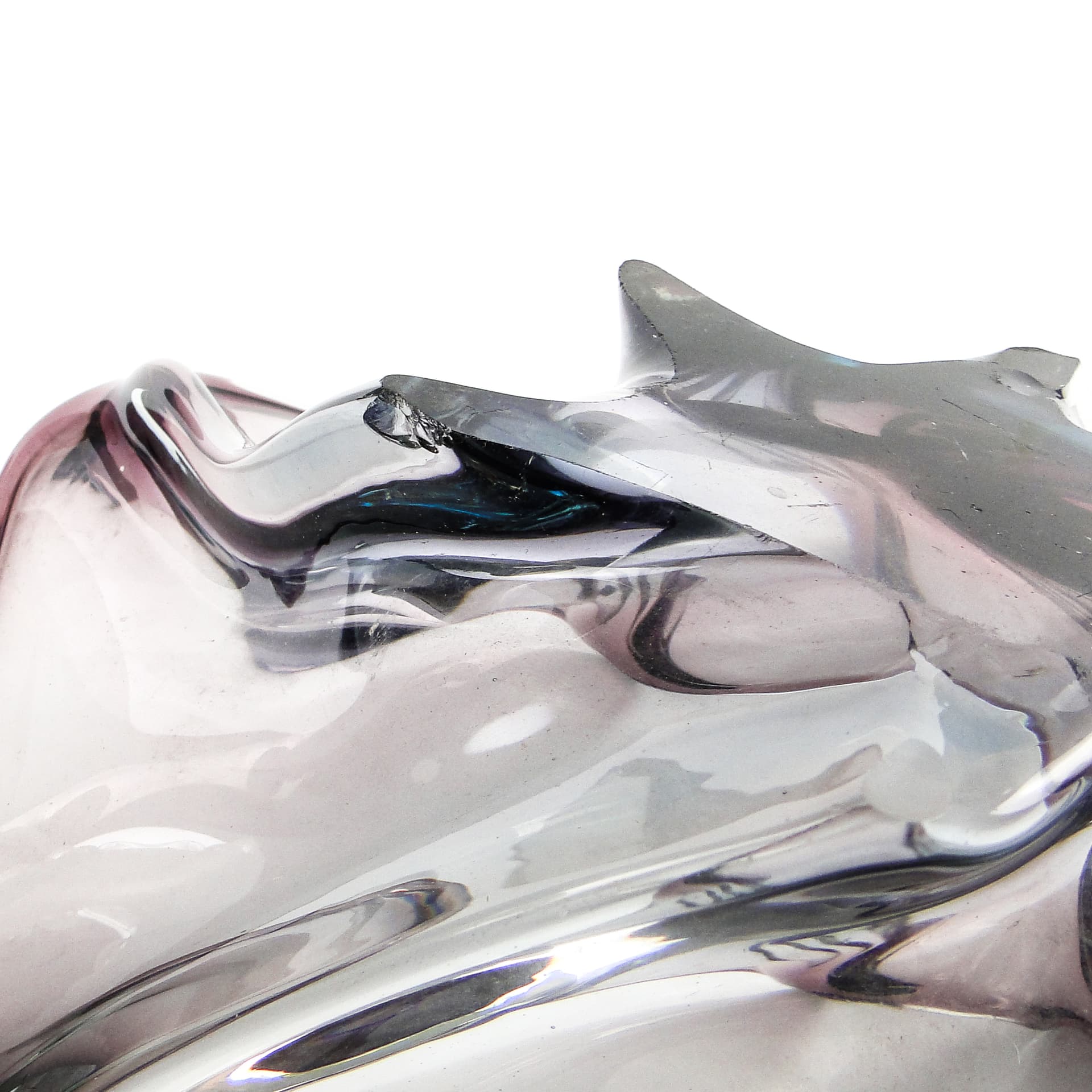 Sommerso centerpiece, mid-century modern, violet glass, Murano, Italy, 1950s. - 104303