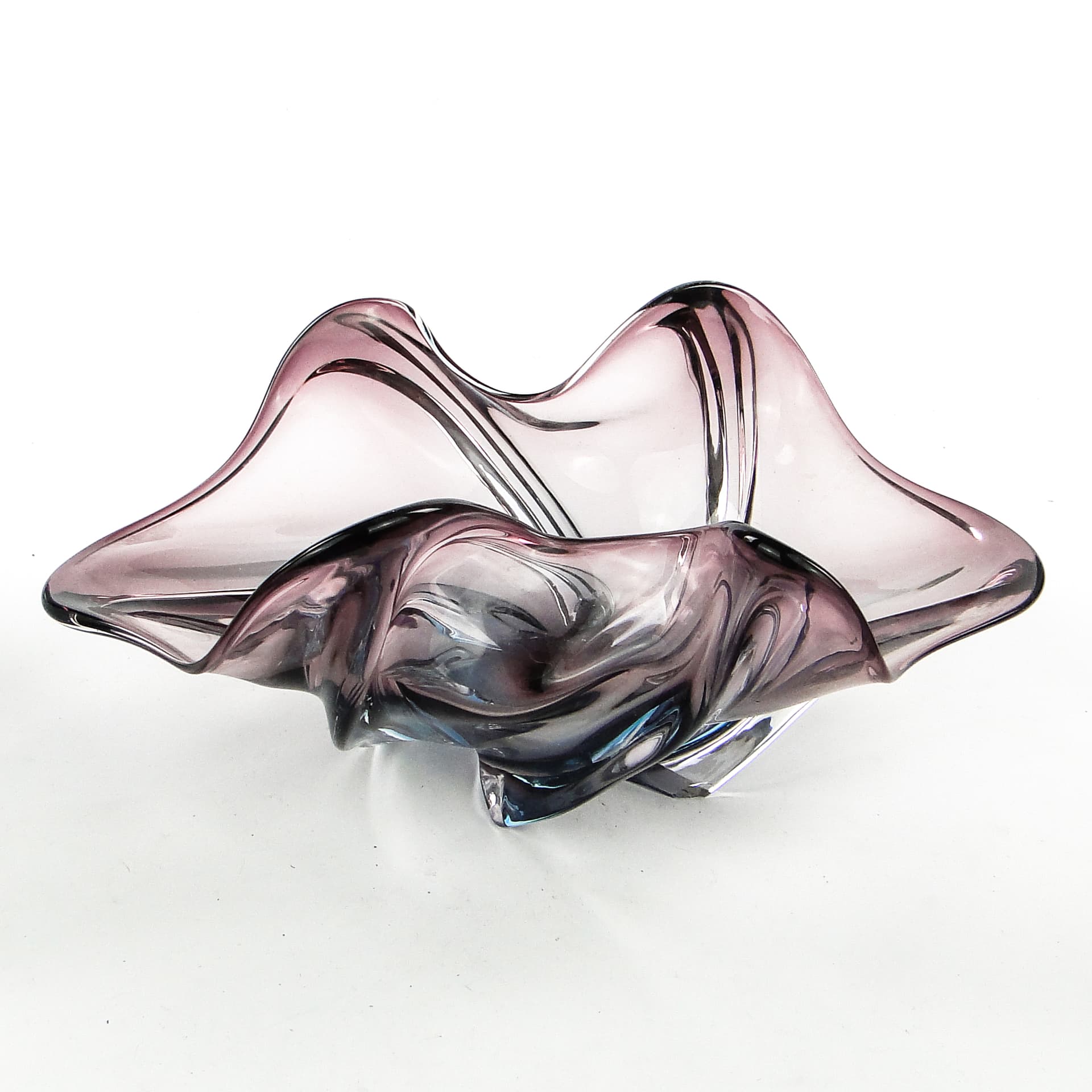 Sommerso centerpiece, mid-century modern, violet glass, Murano, Italy, 1950s. - 104301