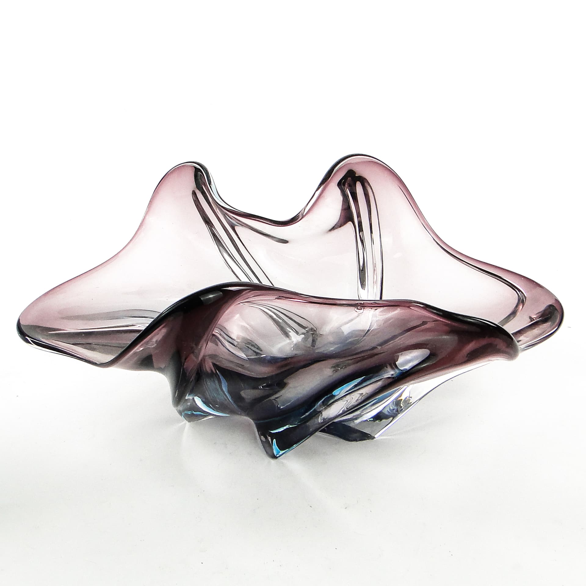 Sommerso centerpiece, mid-century modern, violet glass, Murano, Italy, 1950s. - 104292