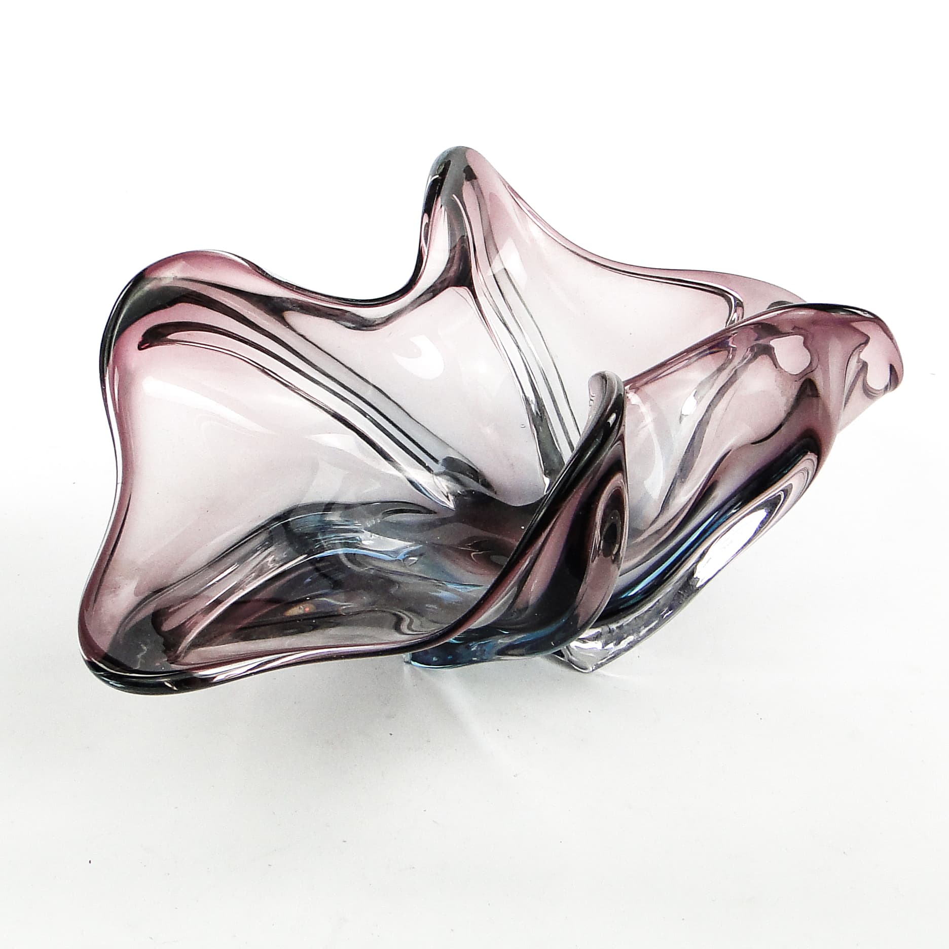 Sommerso centerpiece, mid-century modern, violet glass, Murano, Italy, 1950s. - 104296