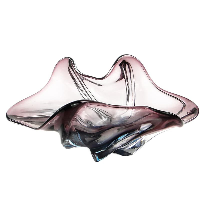 Sommerso centerpiece, mid-century modern, violet glass, Murano, Italy, 1950s.