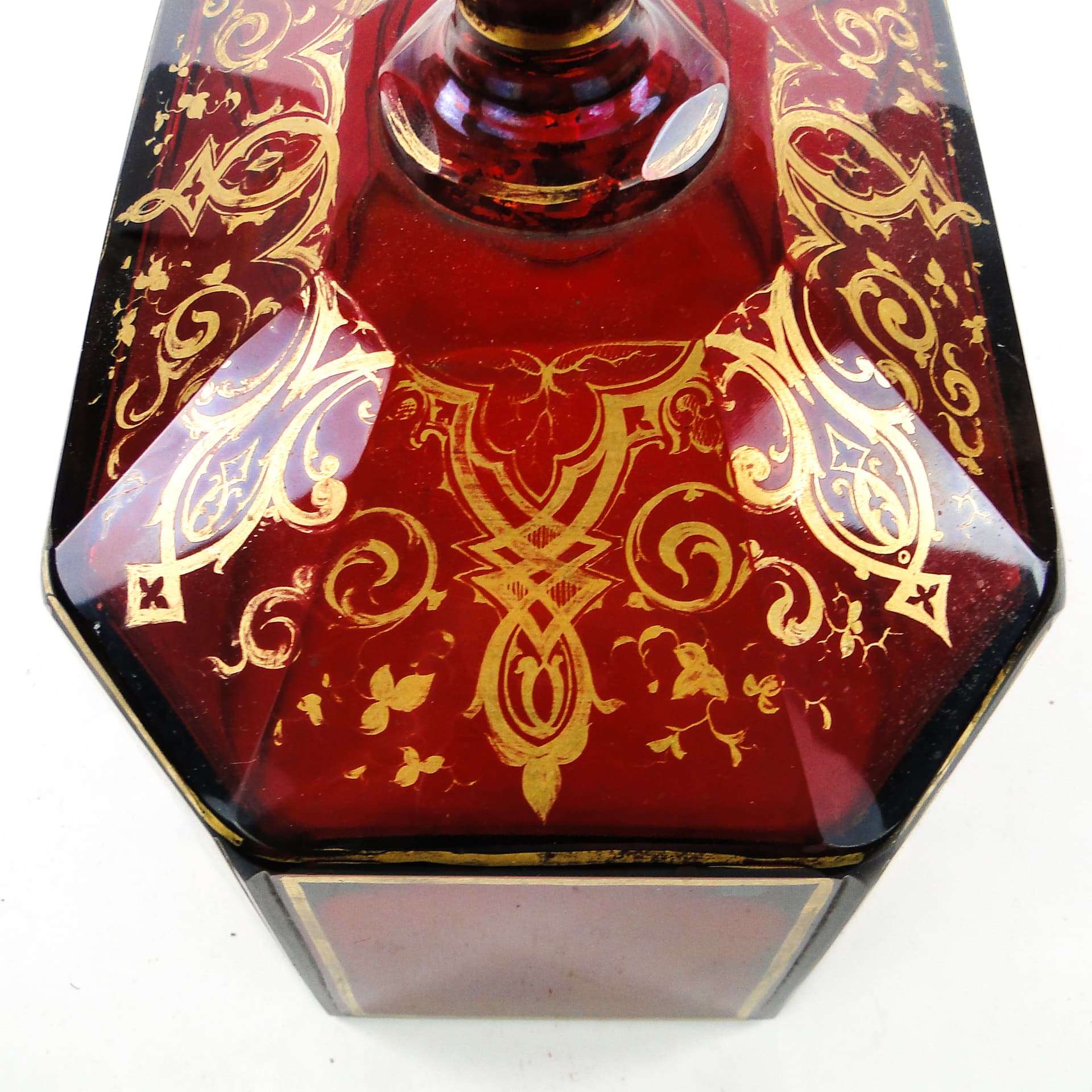 Klosz do ciasta Biedermeier, szkło rubinowe, Bohemia, Czechy, XIX w. - 104356