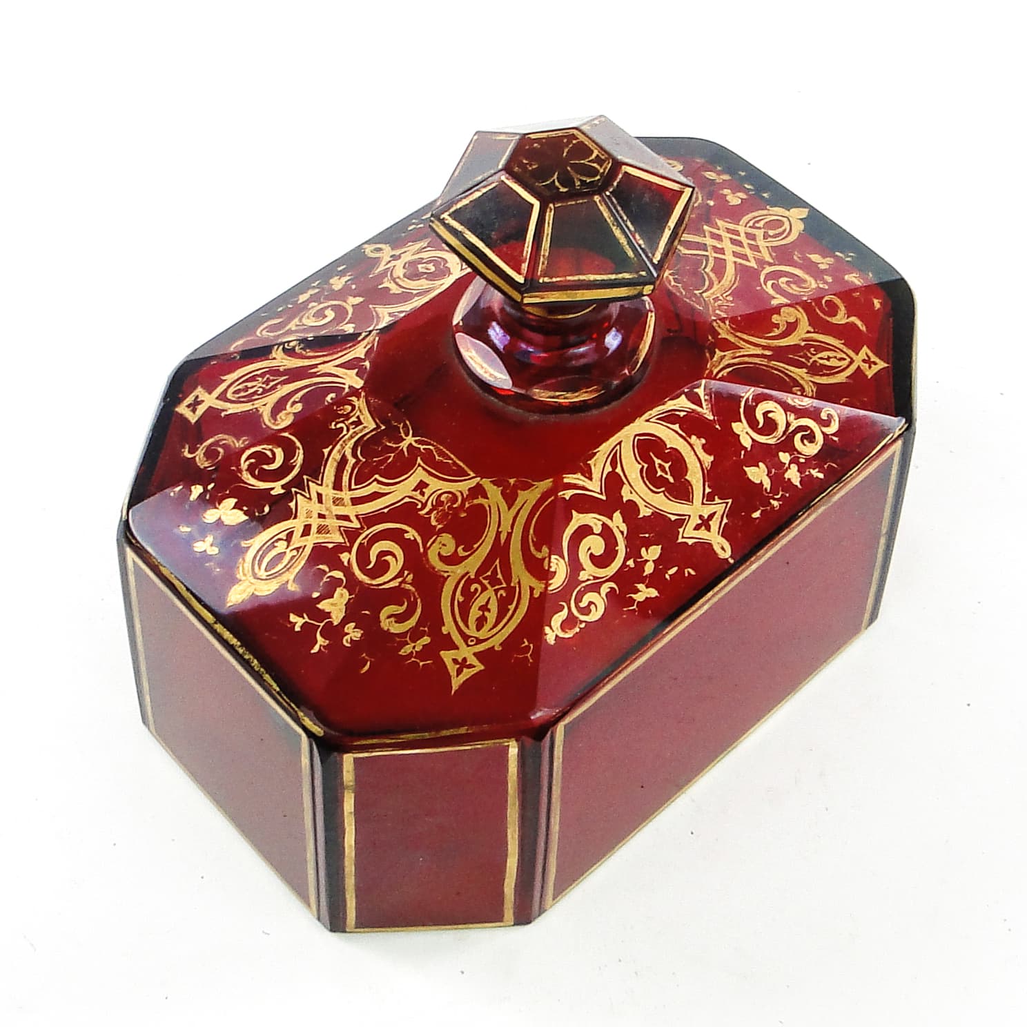 Klosz do ciasta Biedermeier, szkło rubinowe, Bohemia, Czechy, XIX w. - 104350