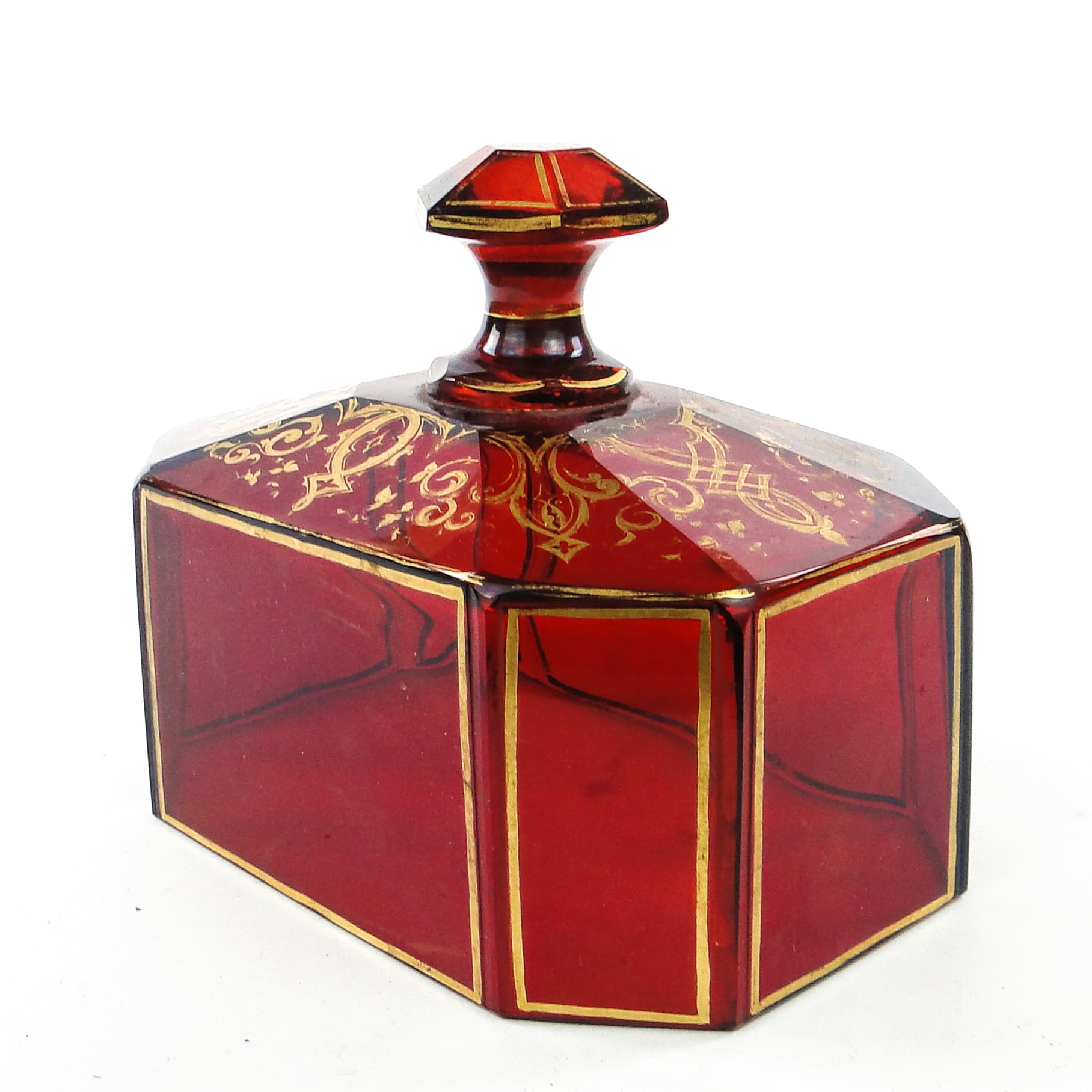 Klosz do ciasta Biedermeier, szkło rubinowe, Bohemia, Czechy, XIX w. - 104355