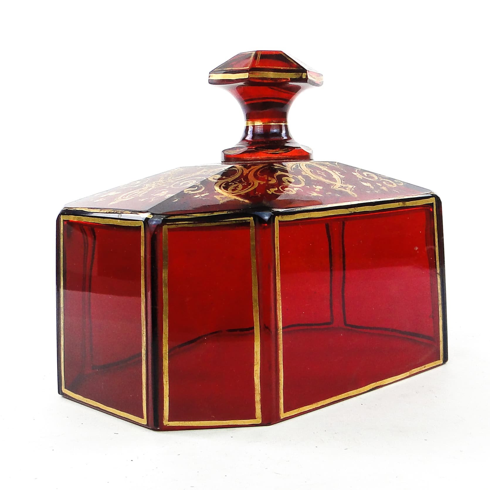 Klosz do ciasta Biedermeier, szkło rubinowe, Bohemia, Czechy, XIX w. - 104351