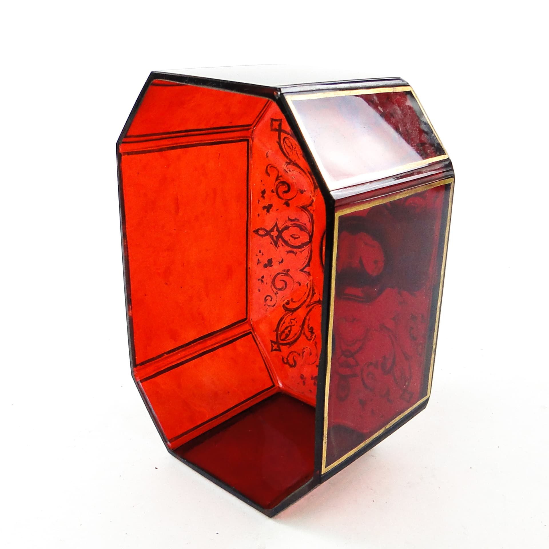 Klosz do ciasta Biedermeier, szkło rubinowe, Bohemia, Czechy, XIX w. - 104357