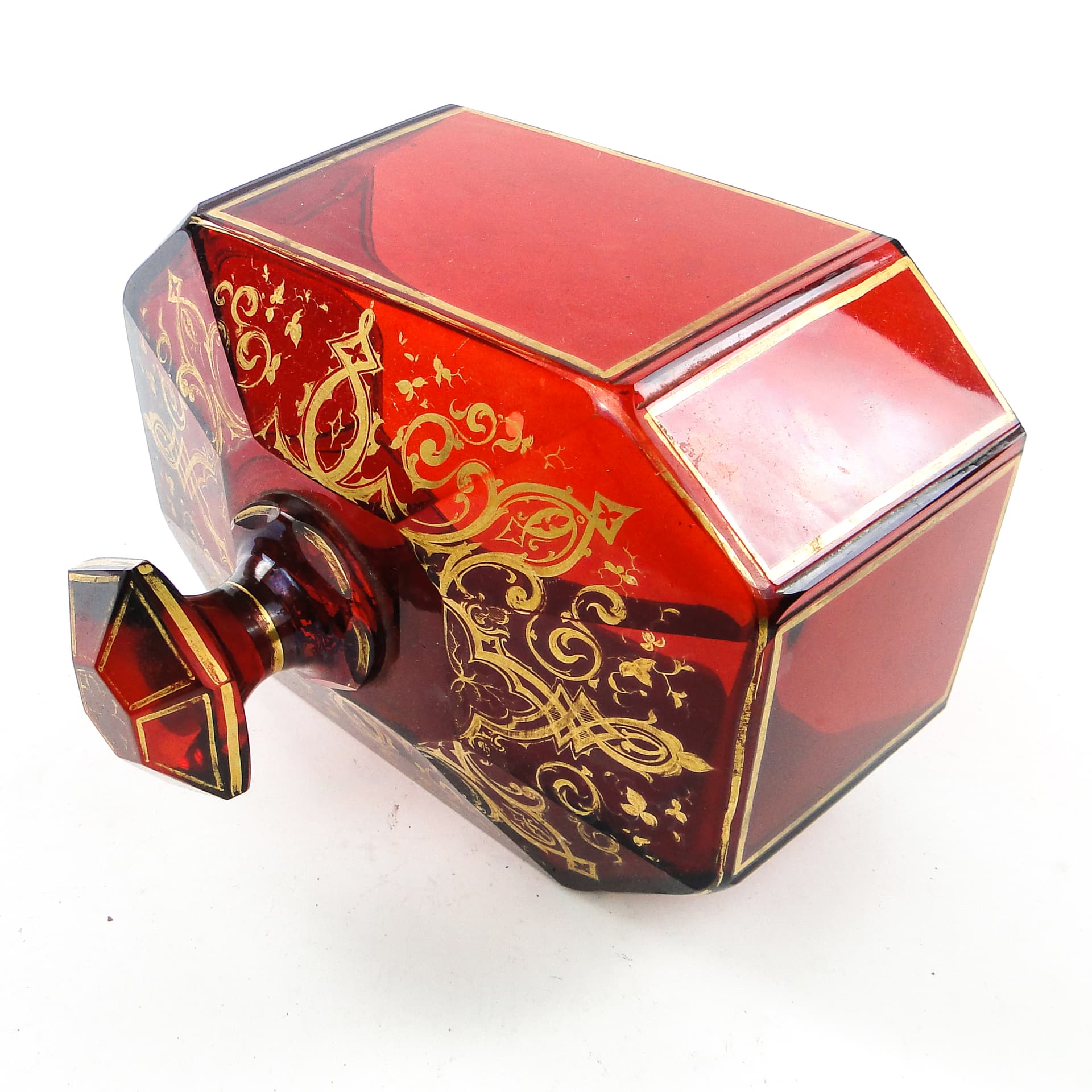 Klosz do ciasta Biedermeier, szkło rubinowe, Bohemia, Czechy, XIX w. - 104360