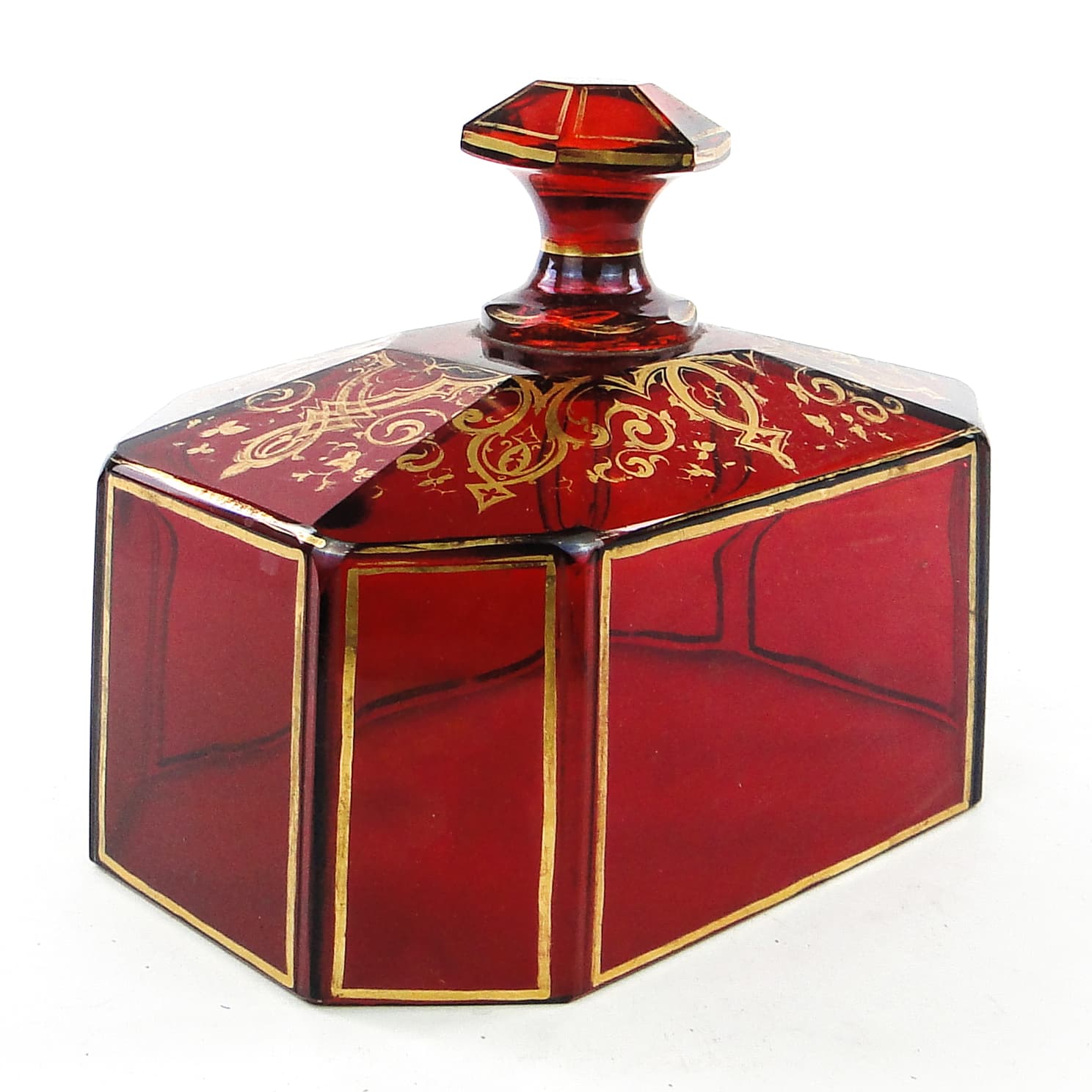 Klosz do ciasta Biedermeier, szkło rubinowe, Bohemia, Czechy, XIX w. - 104348