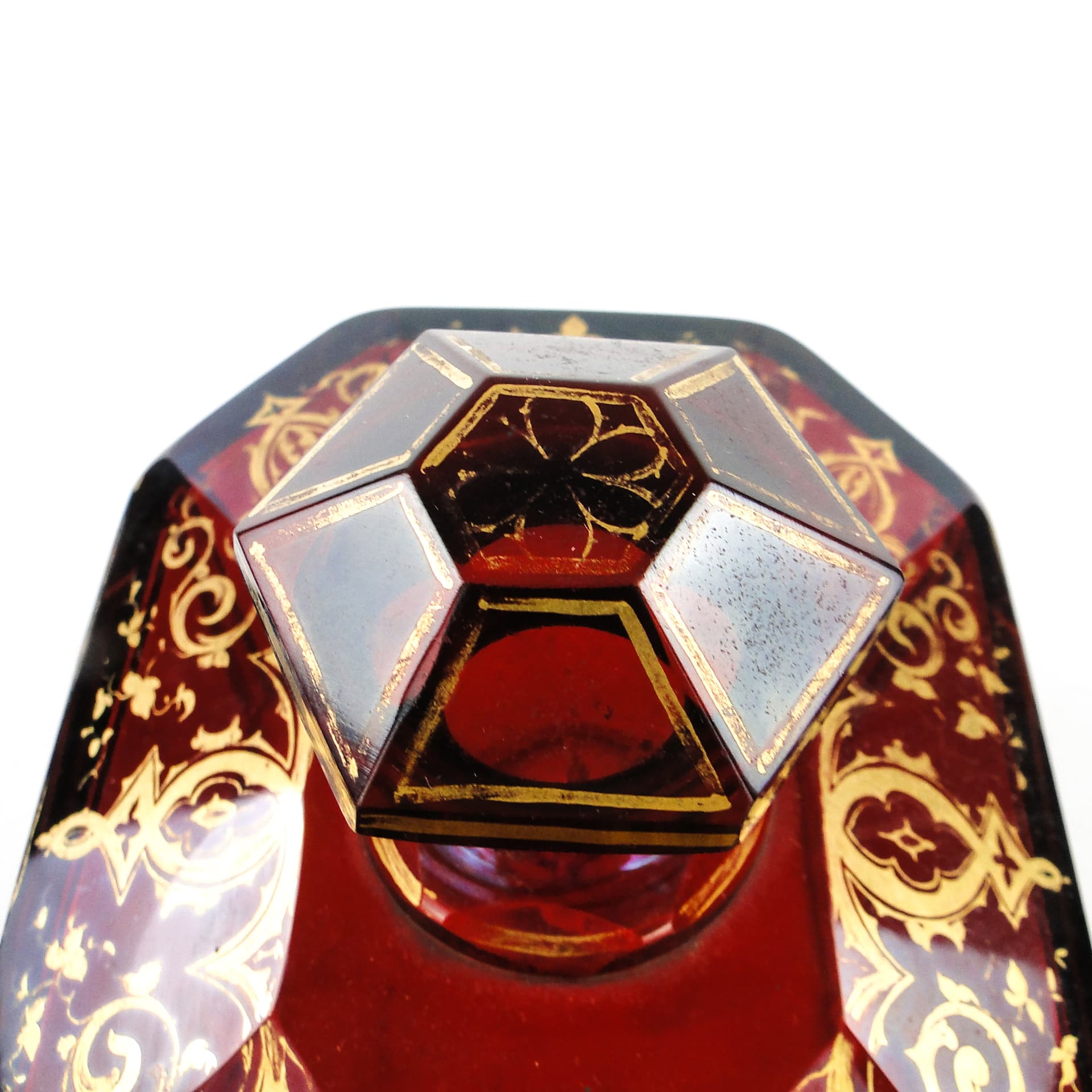 Klosz do ciasta Biedermeier, szkło rubinowe, Bohemia, Czechy, XIX w. - 104354