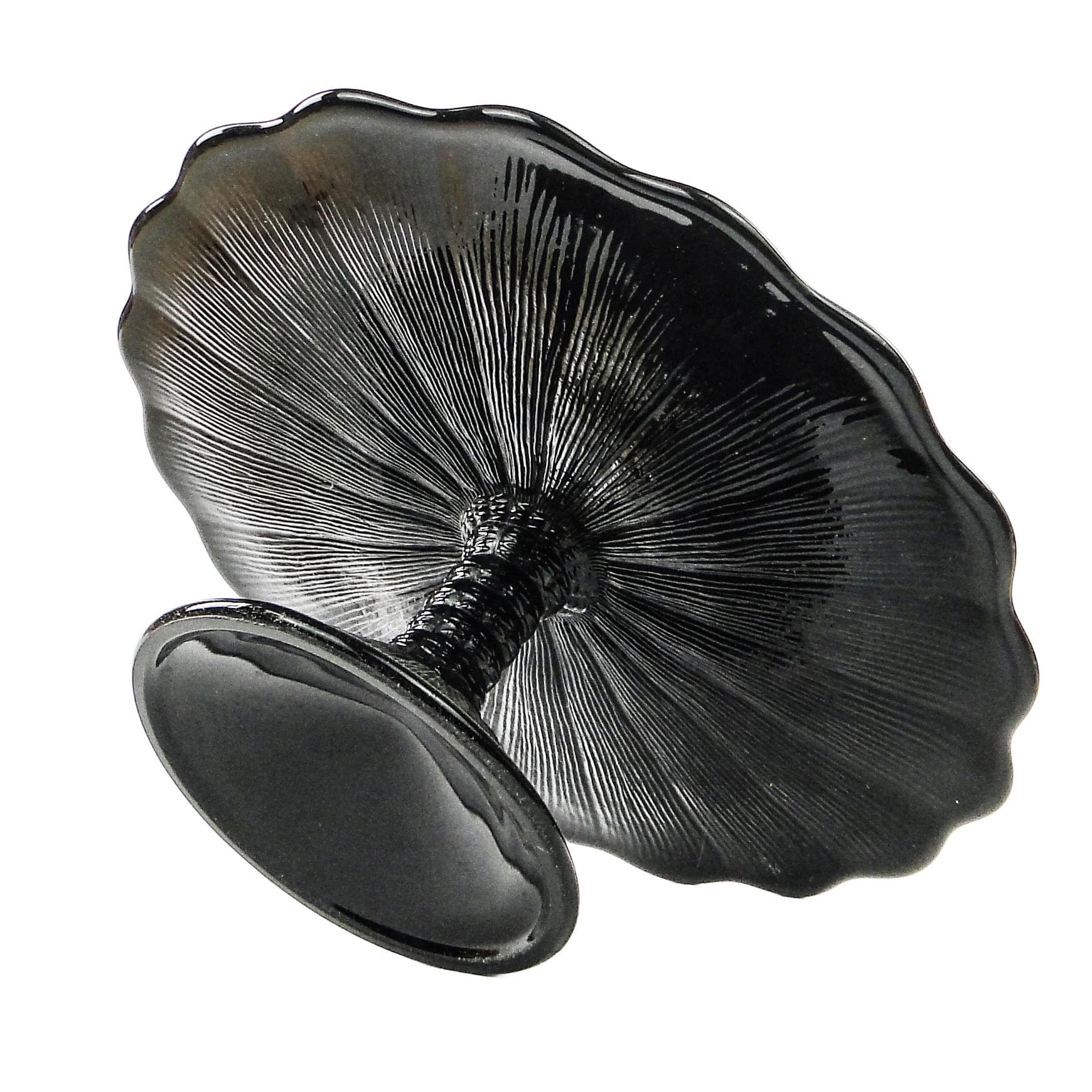 Mid-century modern cake stand, black glass, Ząbkowice, Poland, 1970s.