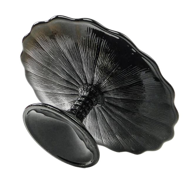 Mid-century modern cake stand, black glass, Ząbkowice, Poland, 1970s. - DIMENSION