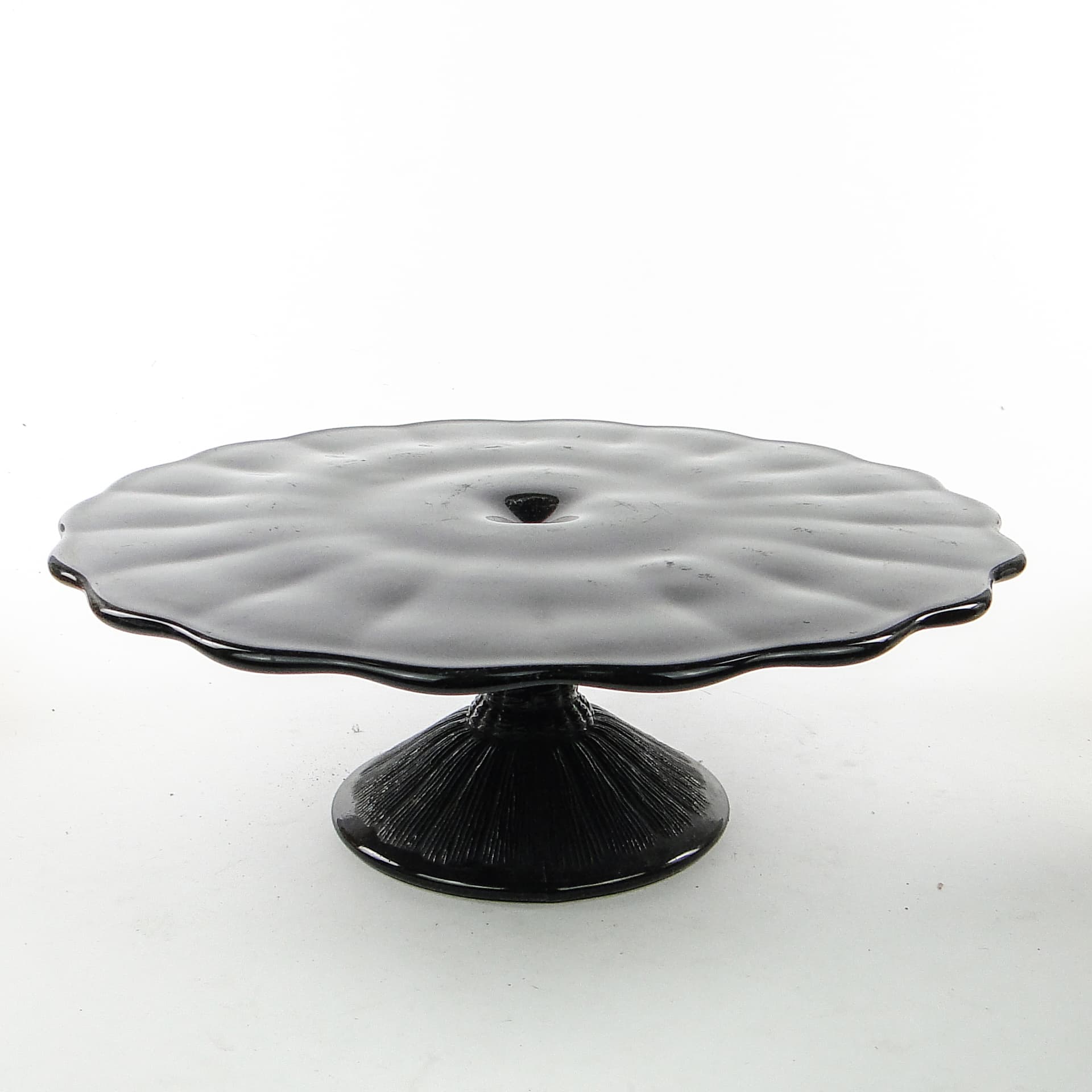 Mid-century modern cake stand, black glass, Ząbkowice, Poland, 1970s. - 104386