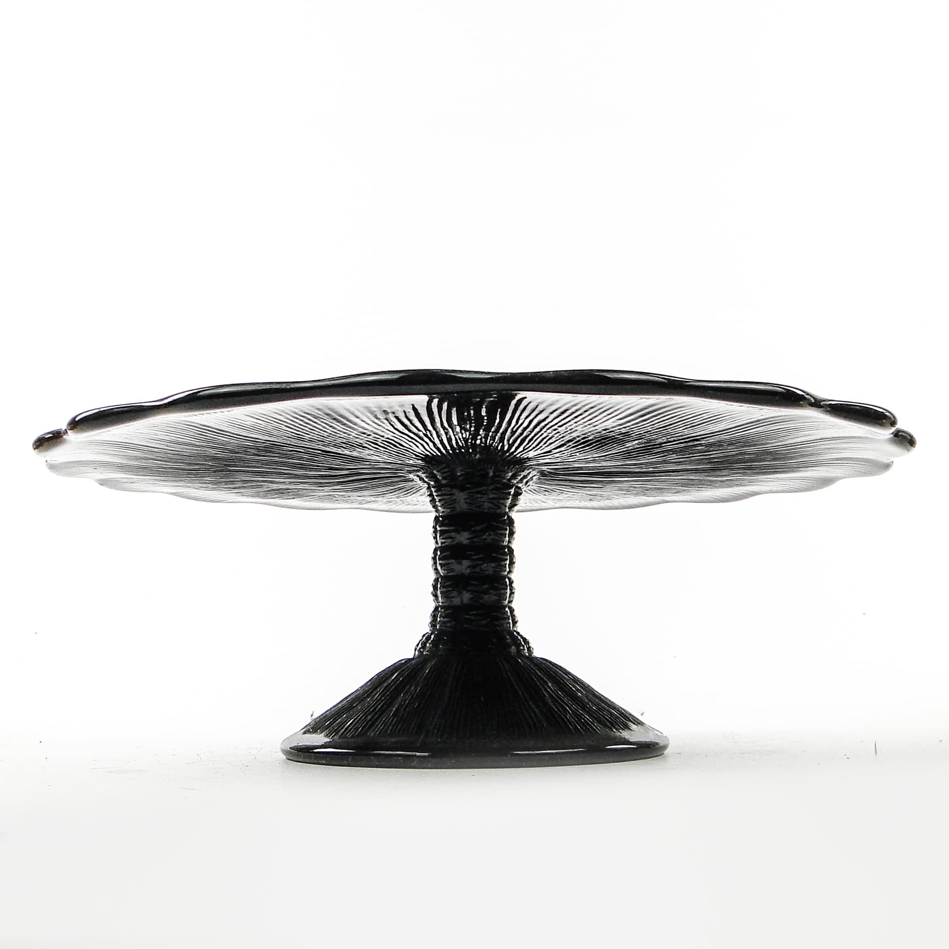 Mid-century modern cake stand, black glass, Ząbkowice, Poland, 1970s. - 104383