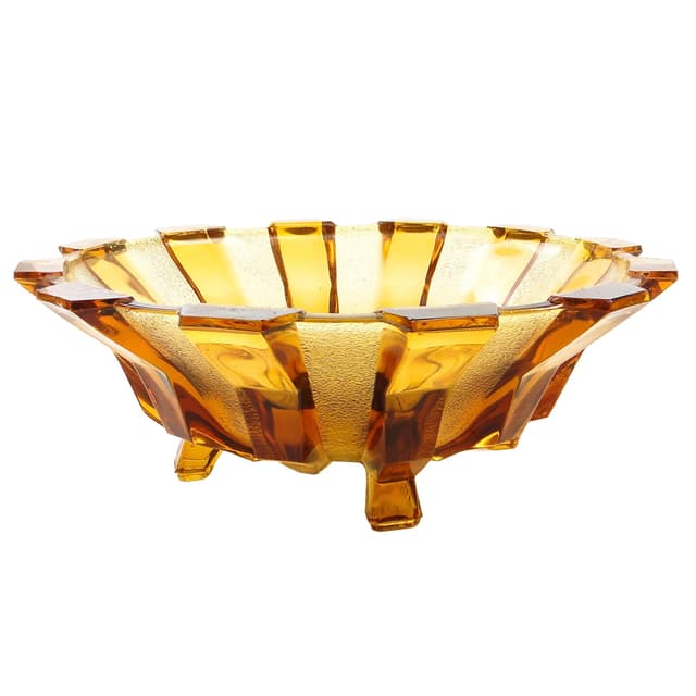 Art Deco centerpiece bowl, glass, Val Saint Lambert, Belgium, 1950s. - DIMENSION