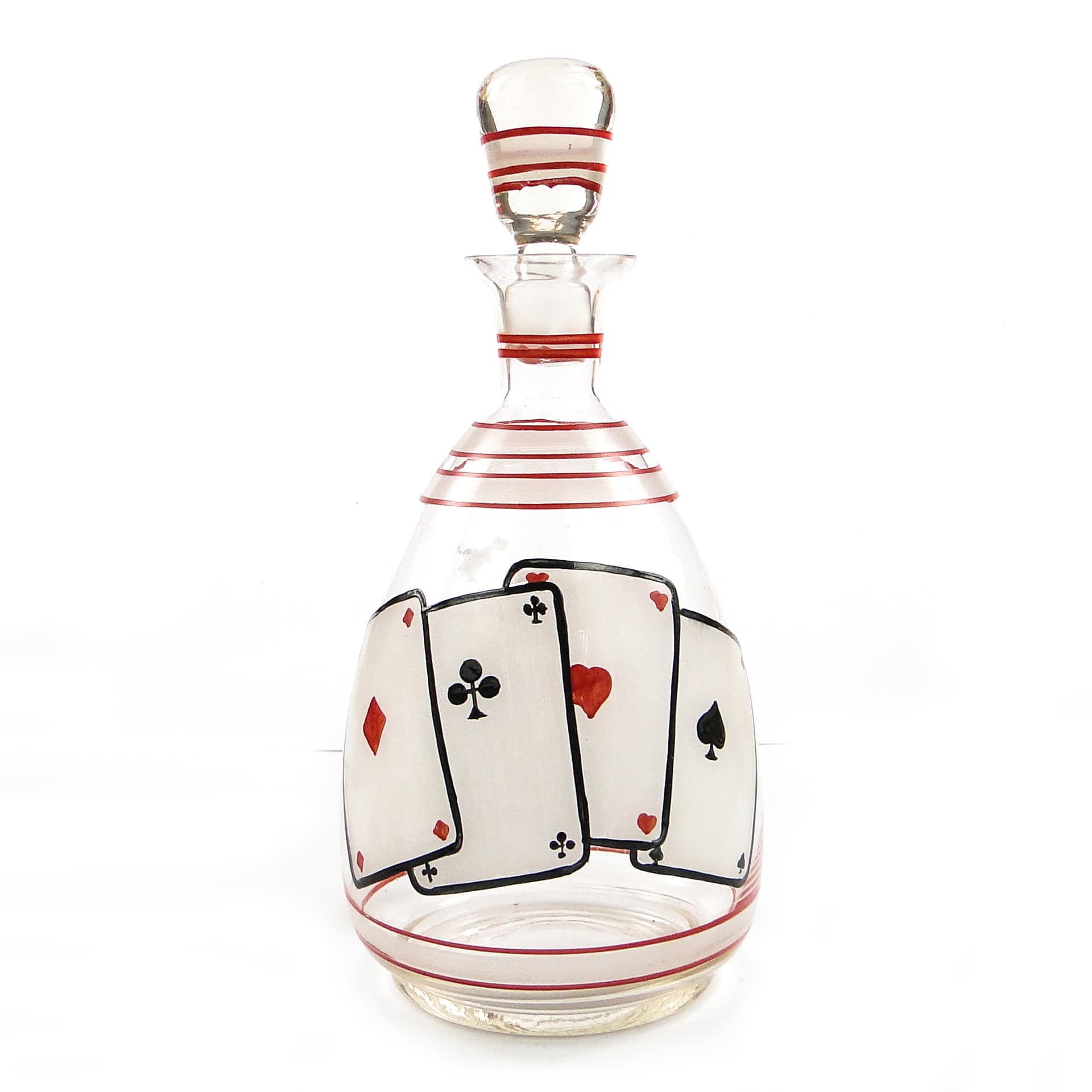 Brydżówka decanter, mid-century modern, glass, Hortensja, Poland, 1950s.