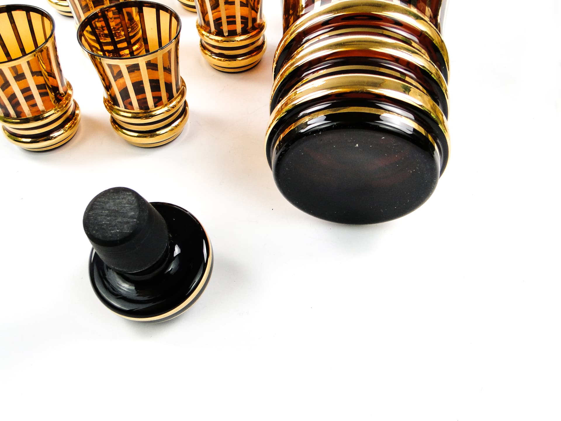 Komplet do likierów mid-century modern, szkło, Kamenický Šenov, Czechosłowacja, lata 50. - 104568