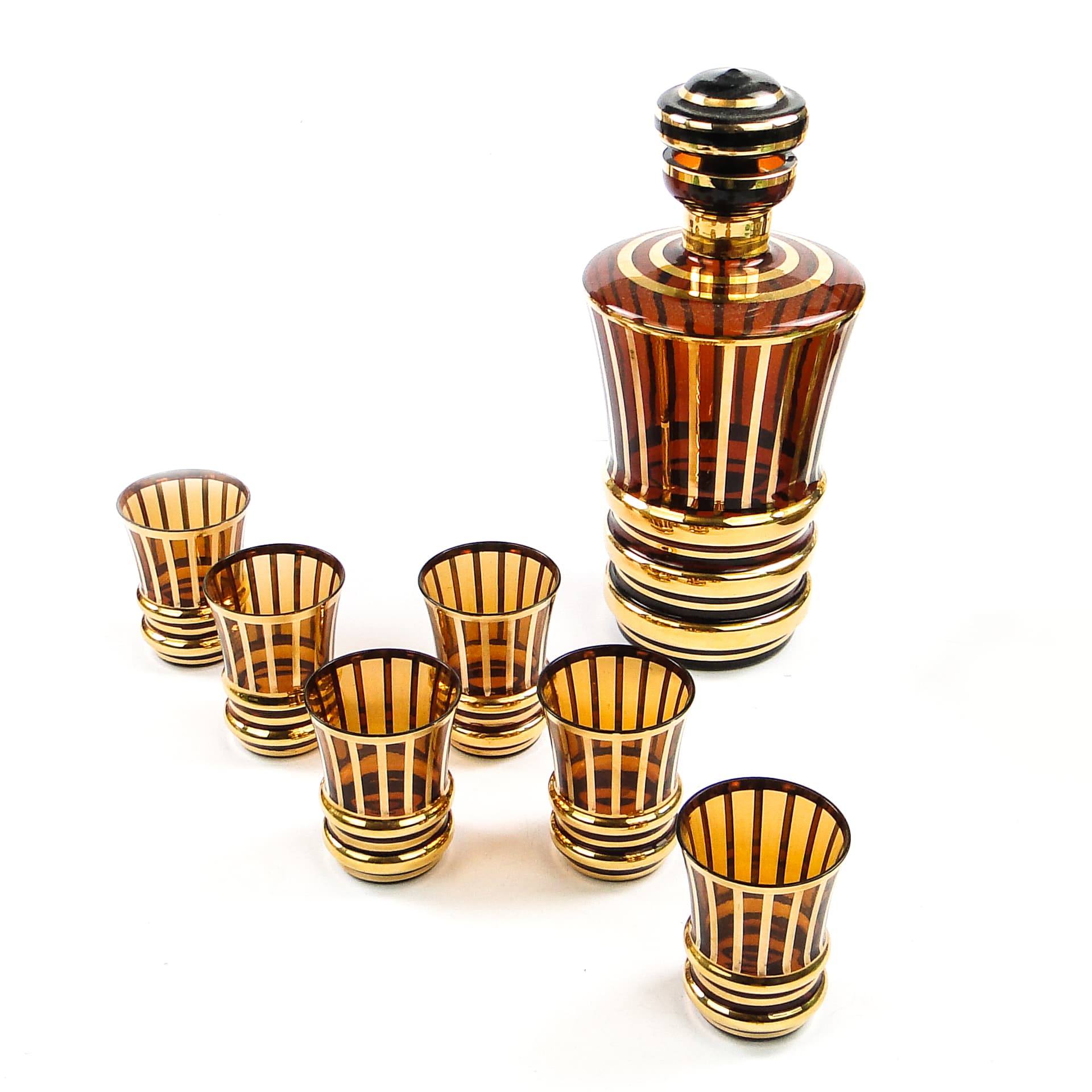 Komplet do likierów mid-century modern, szkło, Kamenický Šenov, Czechosłowacja, lata 50. - 104563