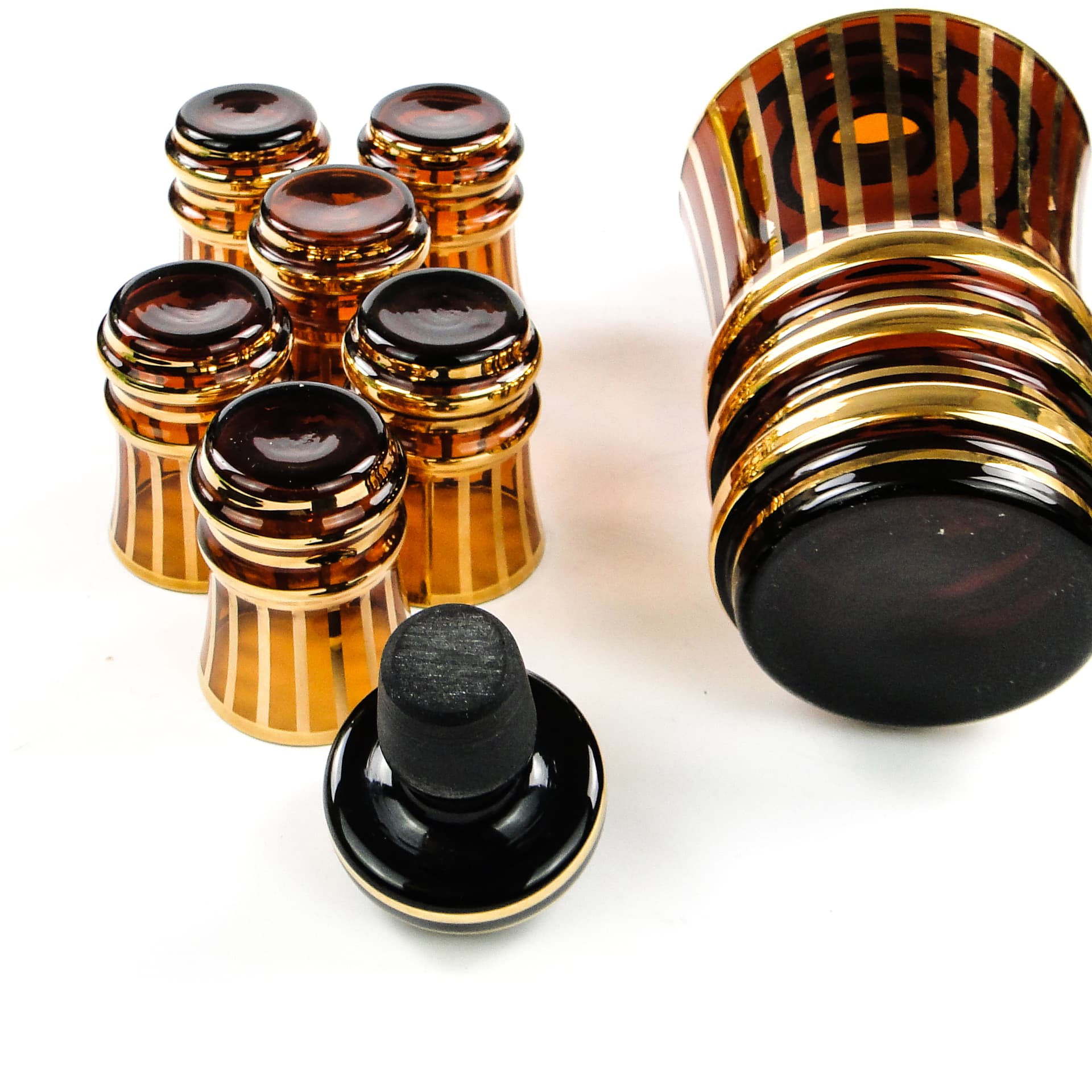 Komplet do likierów mid-century modern, szkło, Kamenický Šenov, Czechosłowacja, lata 50. - 104566