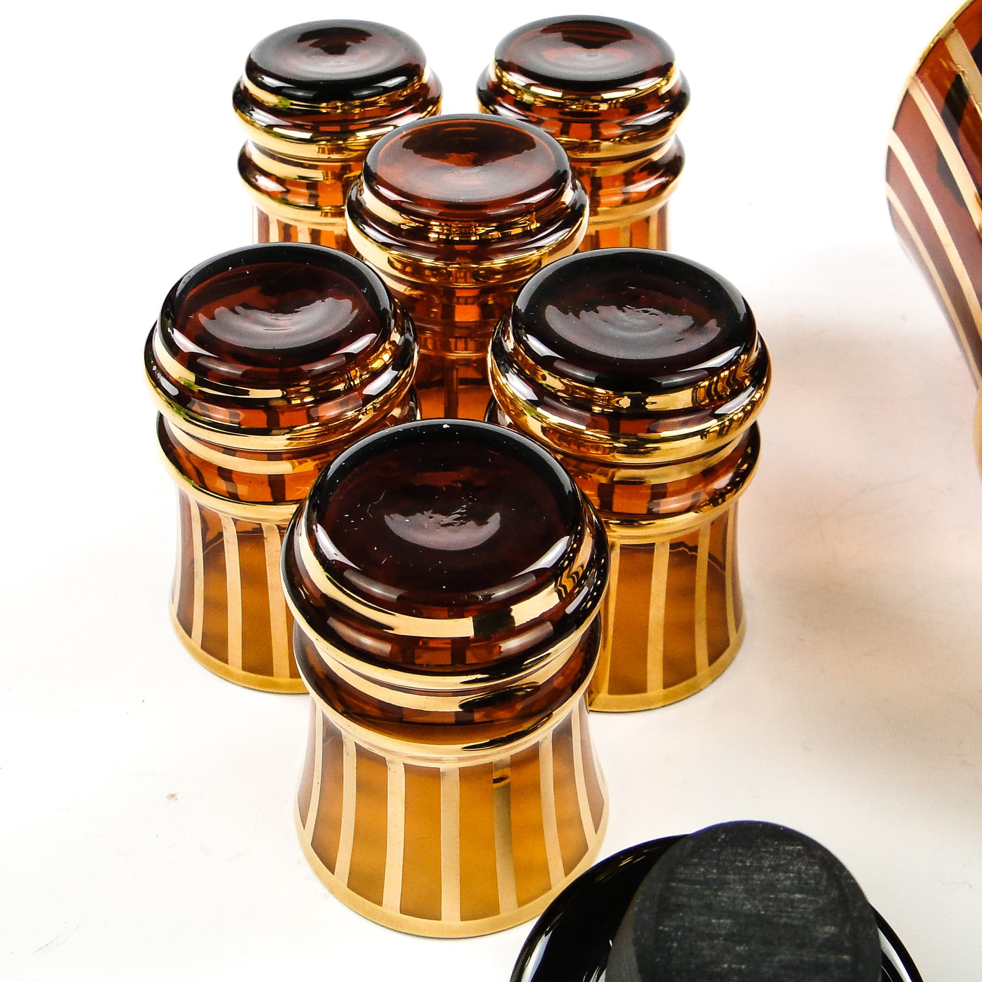 Komplet do likierów mid-century modern, szkło, Kamenický Šenov, Czechosłowacja, lata 50. - 104569