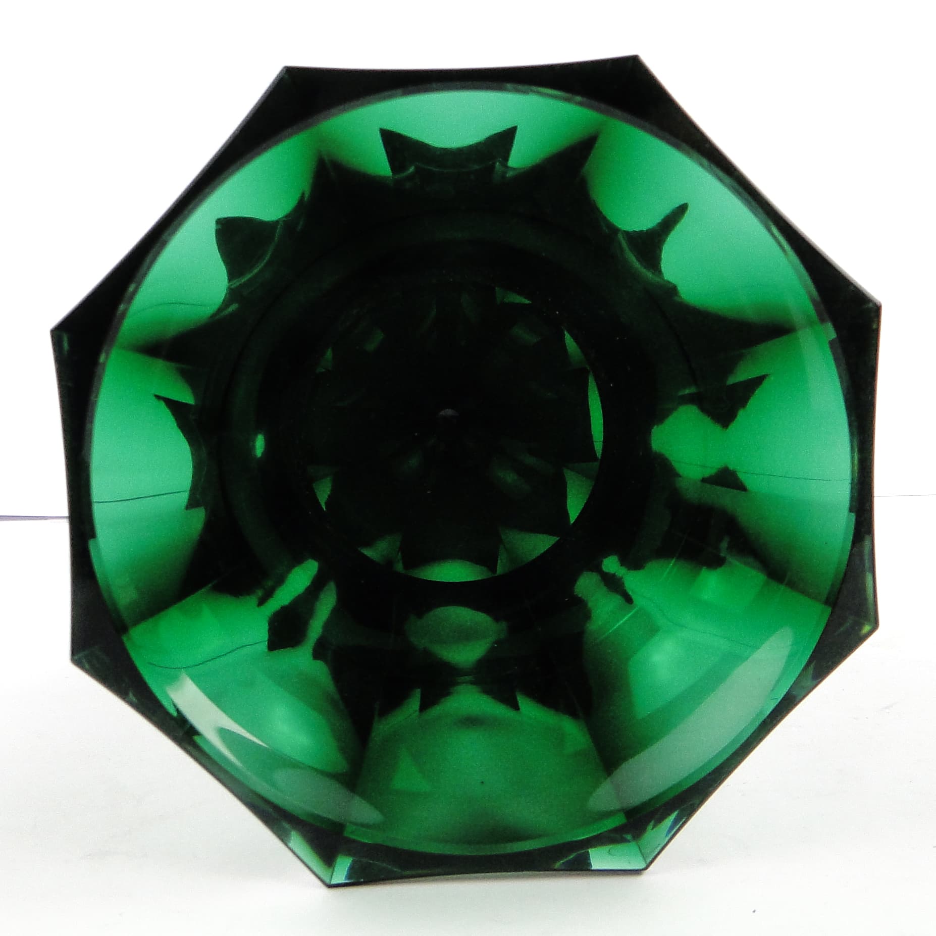 Wazon Art Deco, kryształ zielony, Moser, Czechosłowacja, lata 30. - 104617