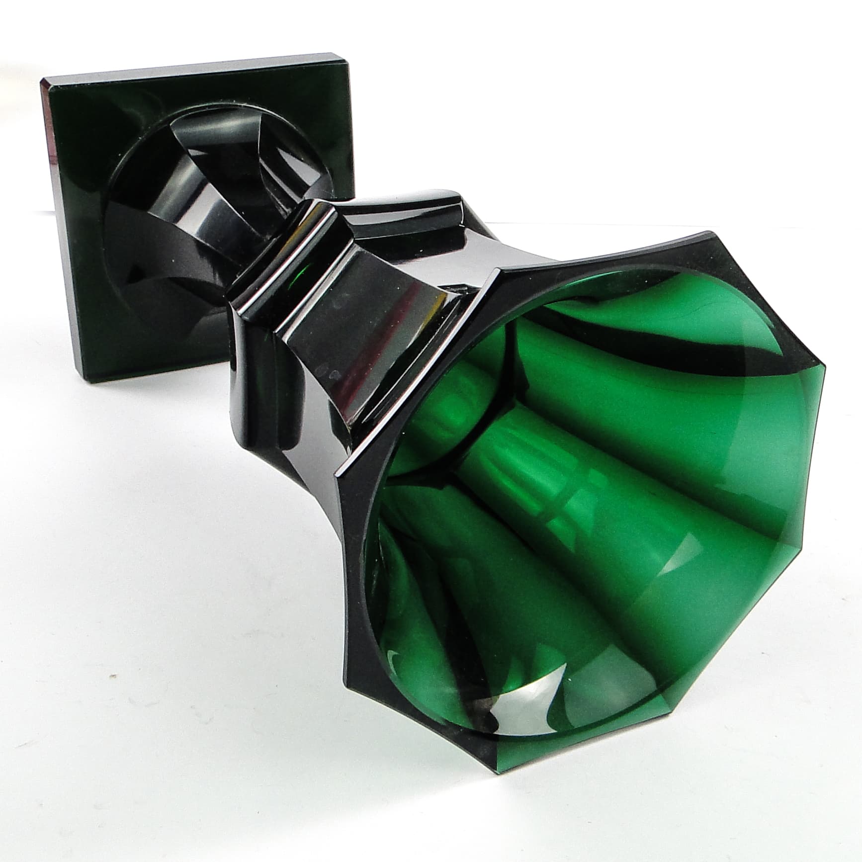 Wazon Art Deco, kryształ zielony, Moser, Czechosłowacja, lata 30. - 104615