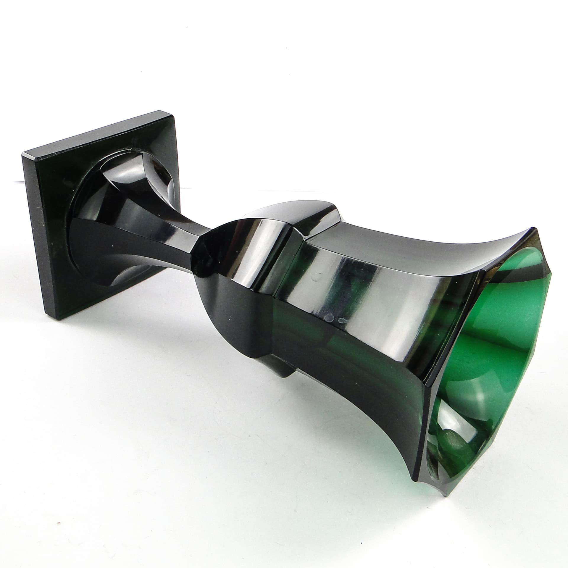 Wazon Art Deco, kryształ zielony, Moser, Czechosłowacja, lata 30. - 104613