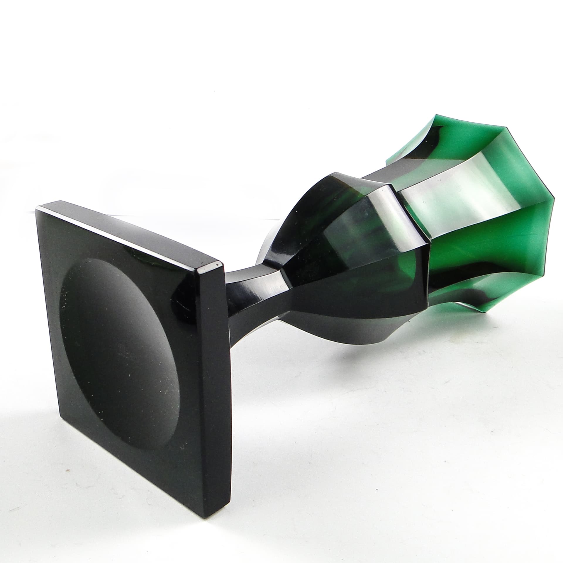 Wazon Art Deco, kryształ zielony, Moser, Czechosłowacja, lata 30. - 104623