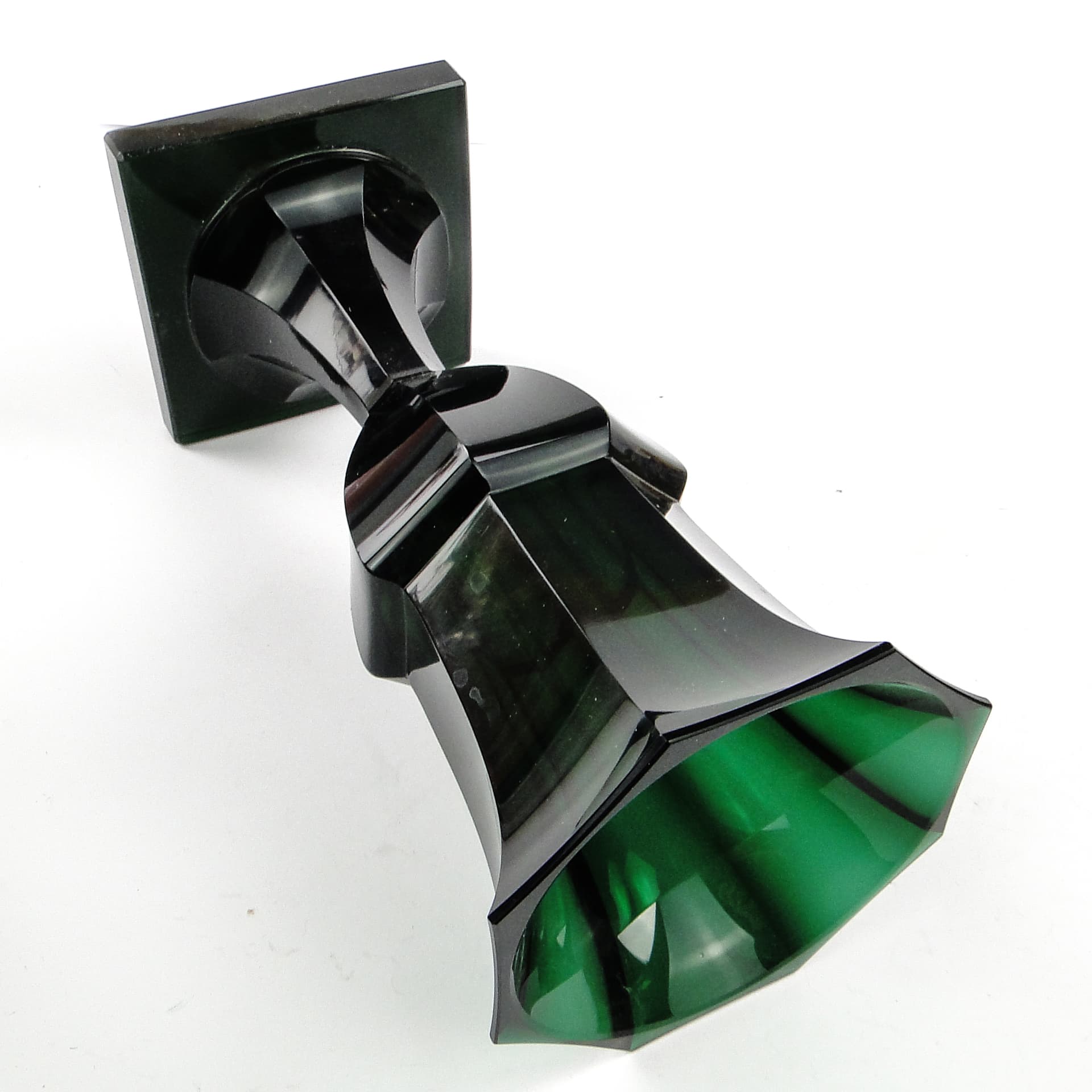 Wazon Art Deco, kryształ zielony, Moser, Czechosłowacja, lata 30. - 104618