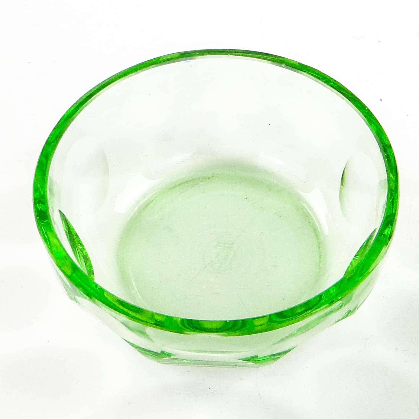 Art Deco candy dish, green crystal, Moser, Czechoslovakia, 1930s. - 104714