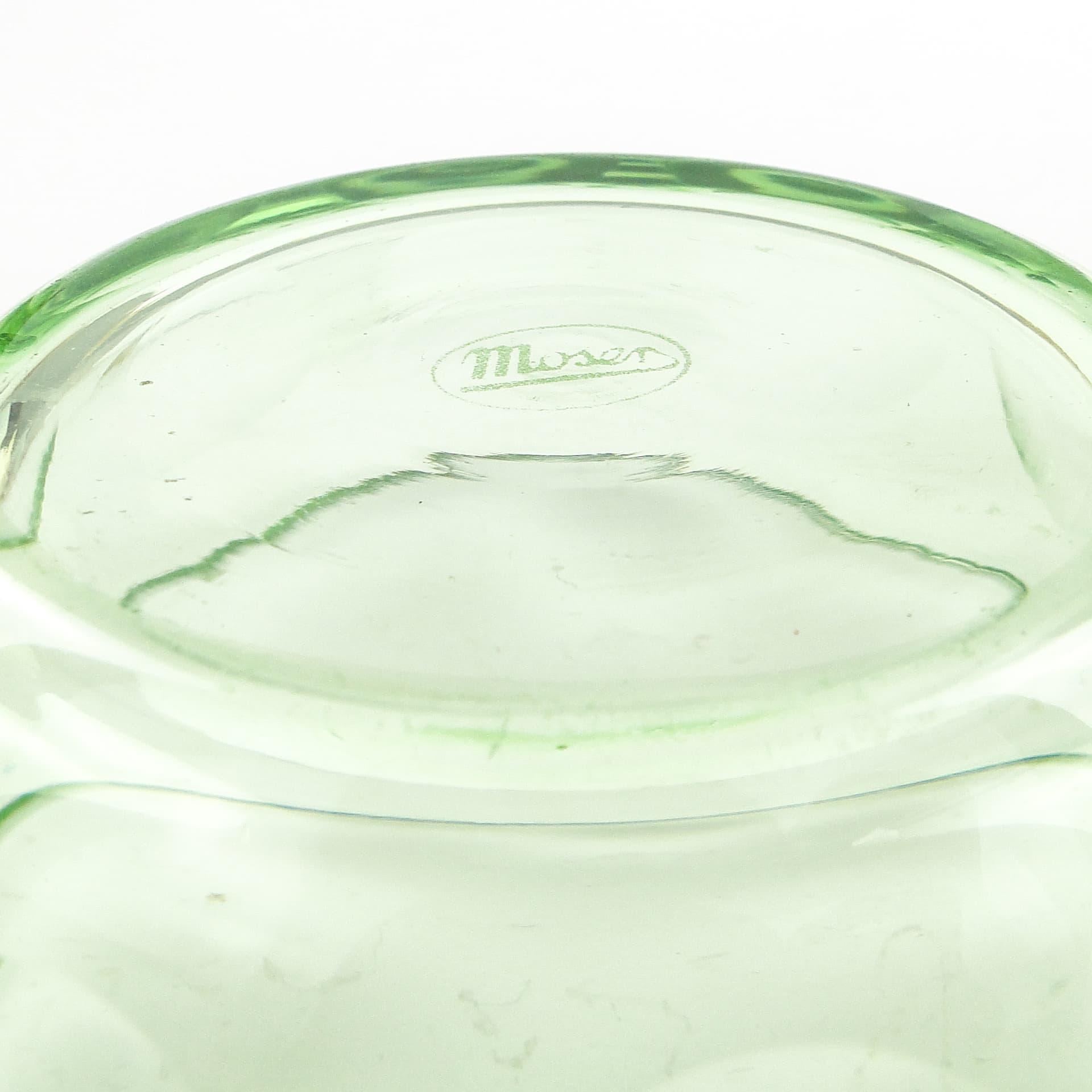 Art Deco candy dish, green crystal, Moser, Czechoslovakia, 1930s. - 104715