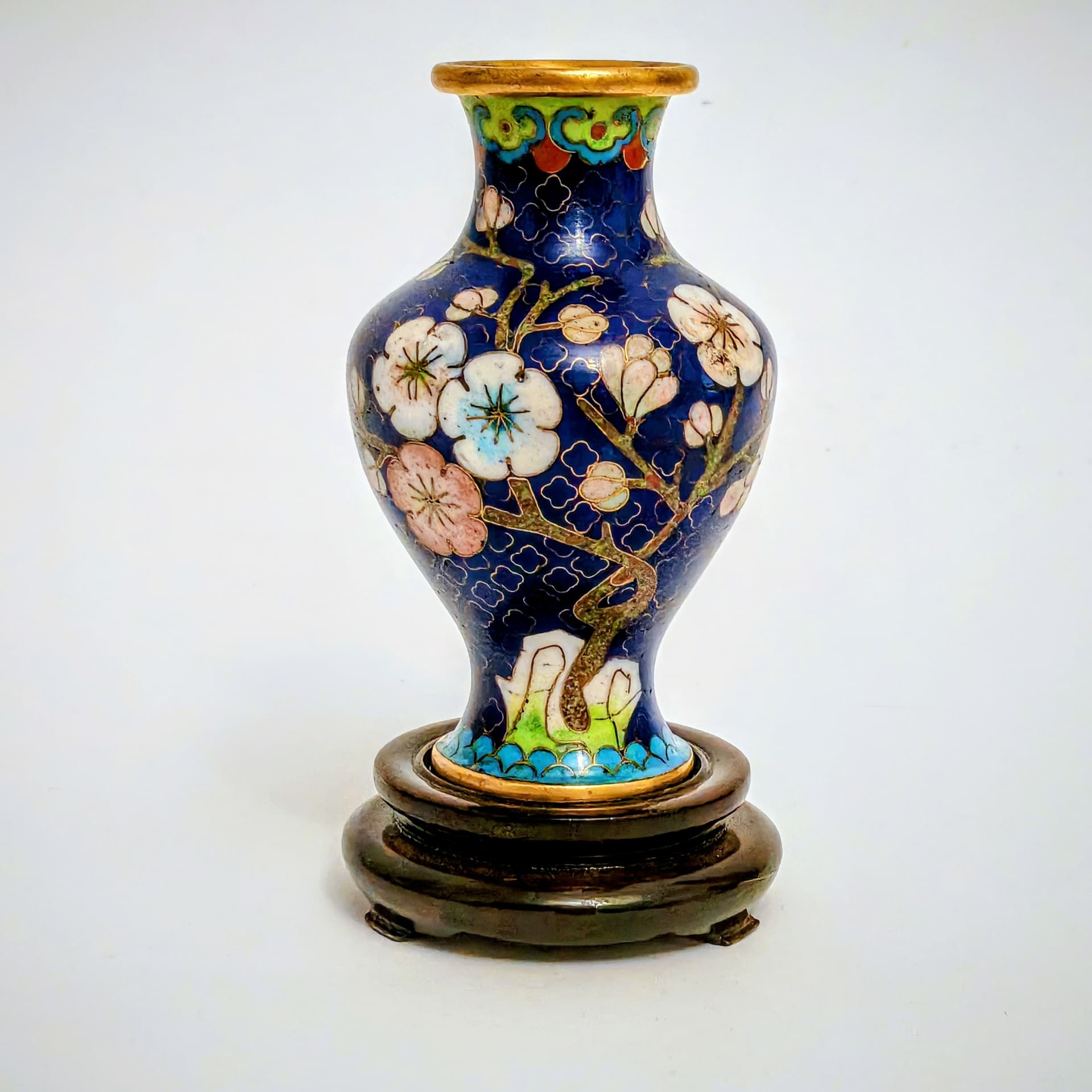 Wazon cloisonné, niebieski, Chiny, lata 50. - 123907