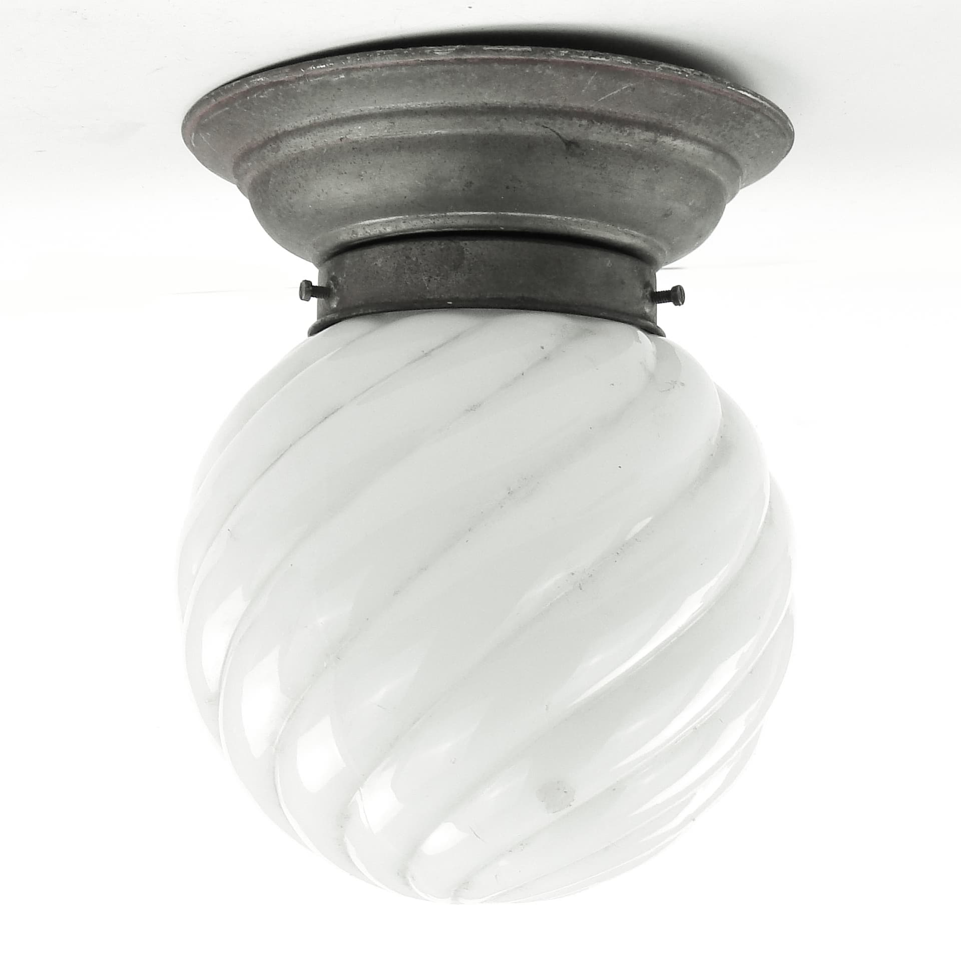 Art Deco ceiling light, white glass, Poland, 1930s. - 104924