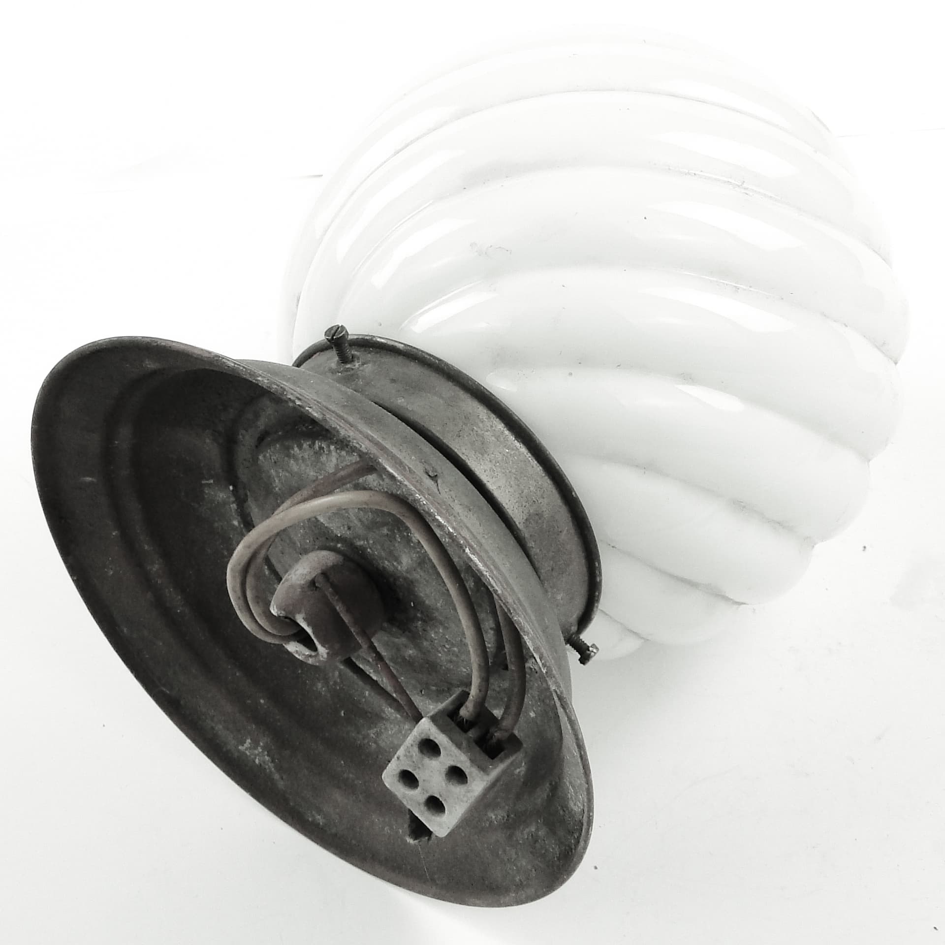 Art Deco ceiling light, white glass, Poland, 1930s. - 104925