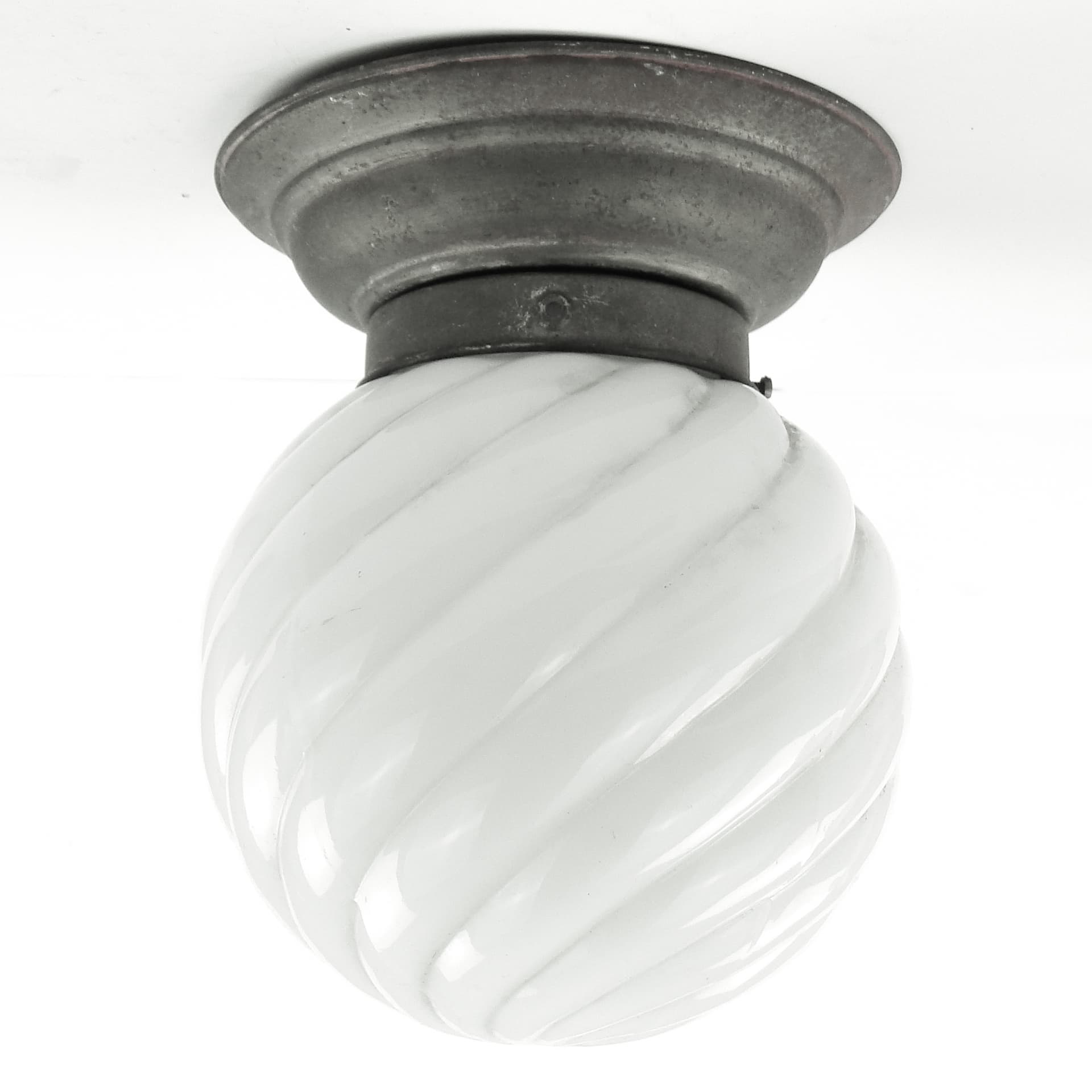 Art Deco ceiling light, white glass, Poland, 1930s. - 104923