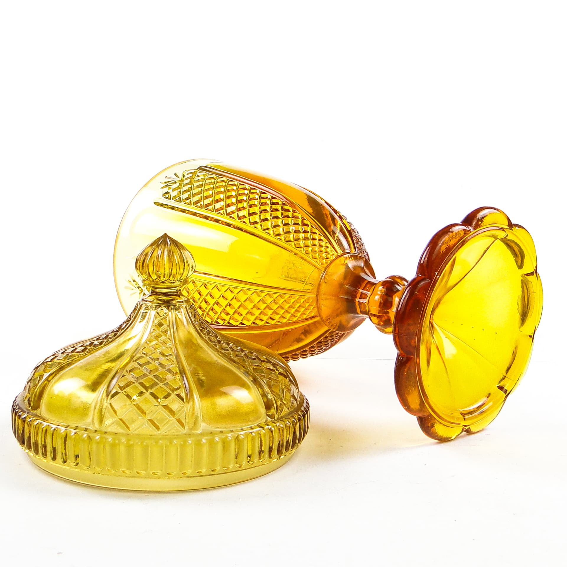 Bomboniera Art Deco, szkło prasowane, Ząbkowice, Polska, lata 70. - 104989