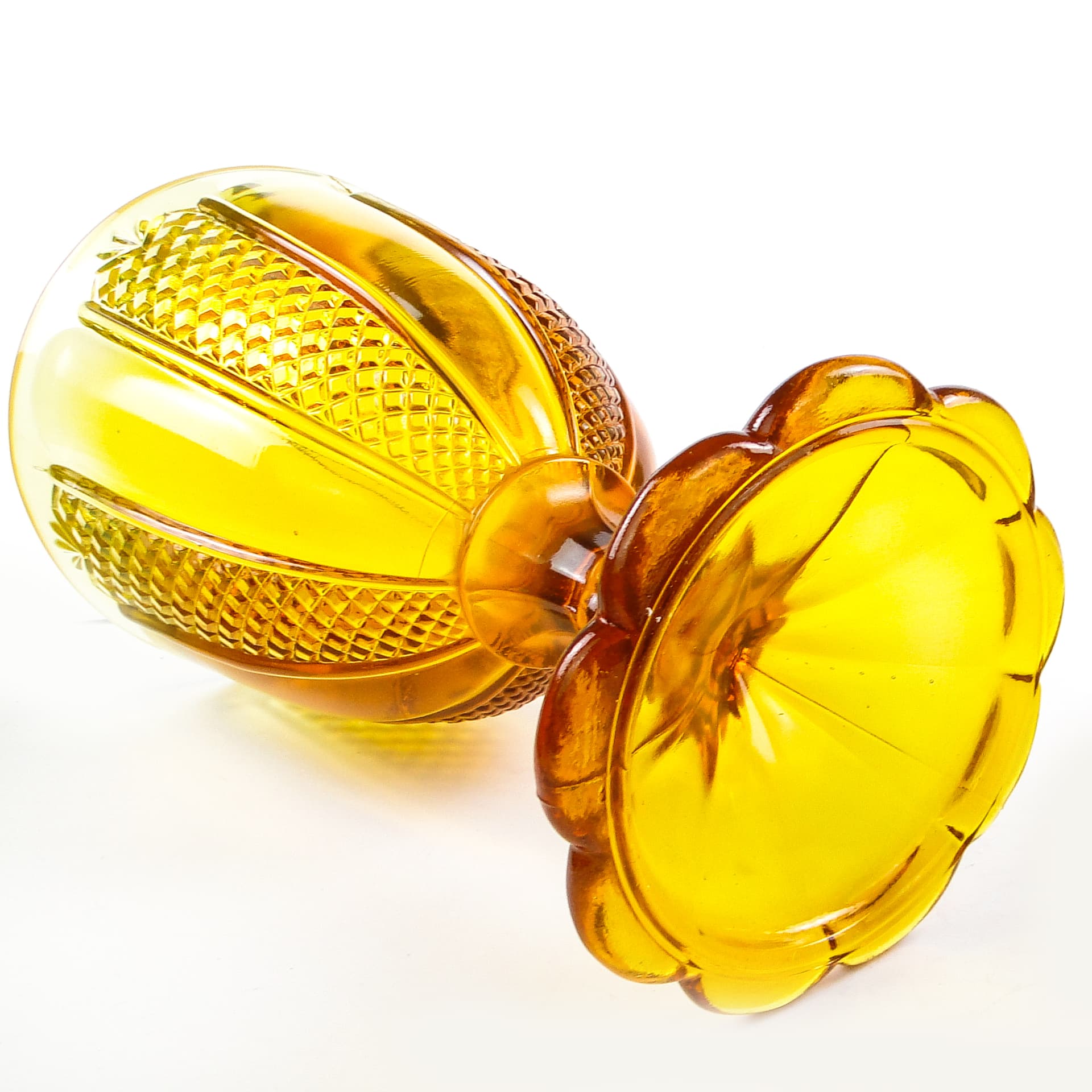 Bomboniera Art Deco, szkło prasowane, Ząbkowice, Polska, lata 70. - 104985