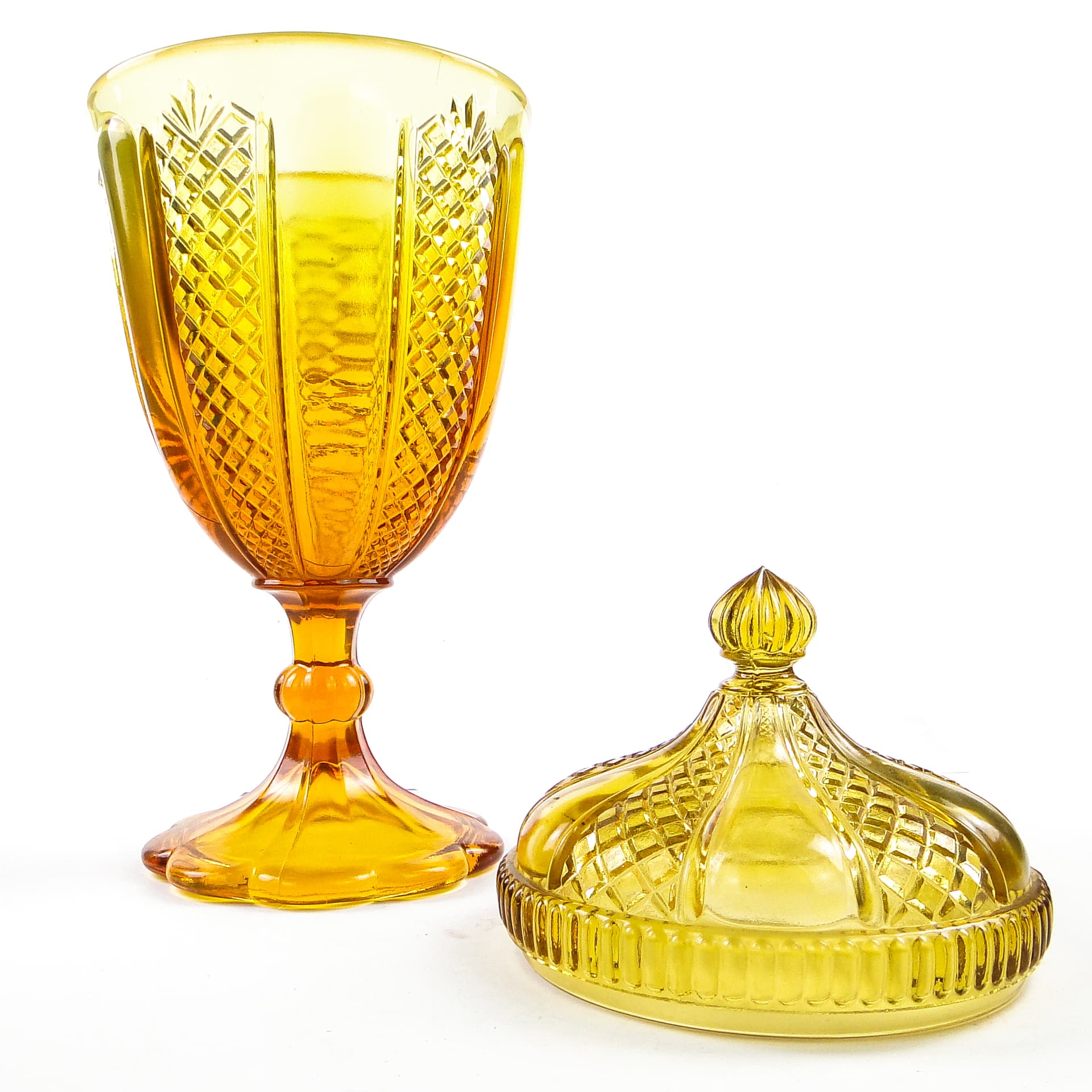 Bomboniera Art Deco, szkło prasowane, Ząbkowice, Polska, lata 70. - 104990