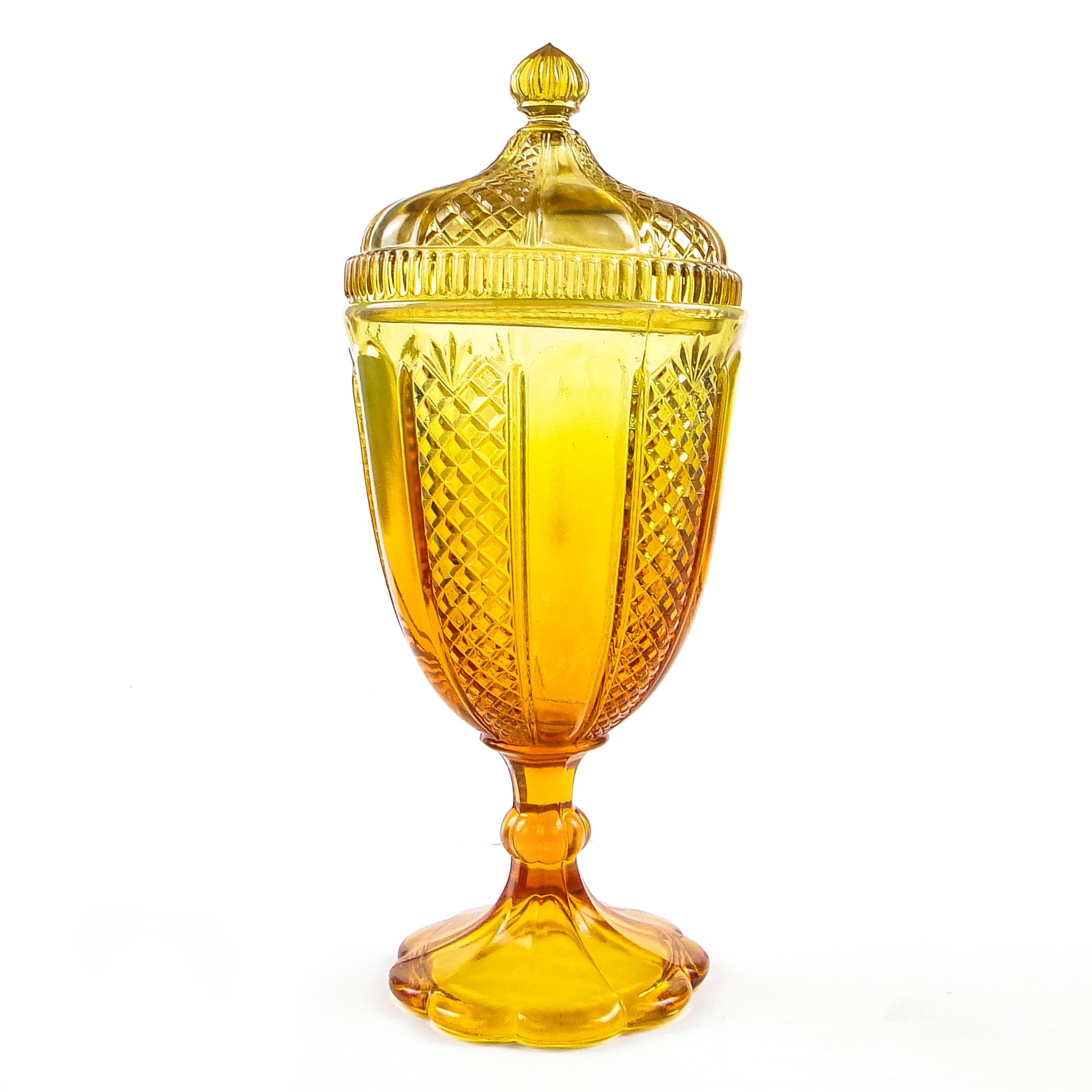 Bomboniera Art Deco, szkło prasowane, Ząbkowice, Polska, lata 70. - 104979