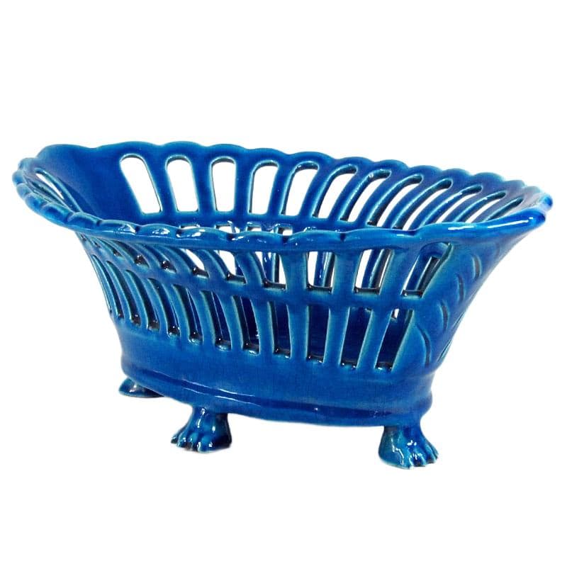 Turkusowy ceramiczny kosz na owoce, Francja, XXI wiek - 7433