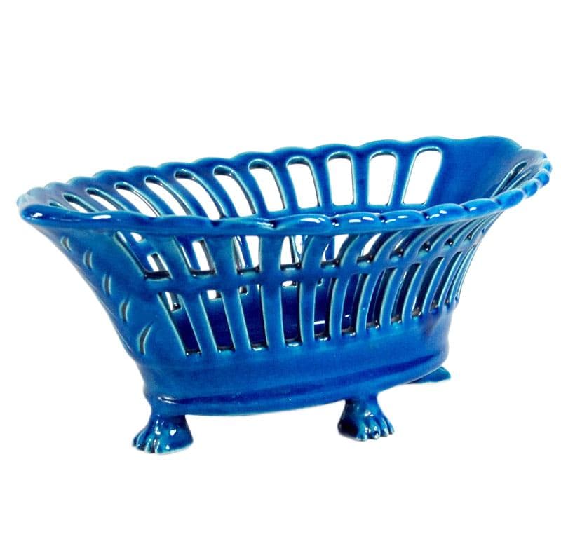 Turkusowy ceramiczny kosz na owoce, Francja, XXI wiek - 7432