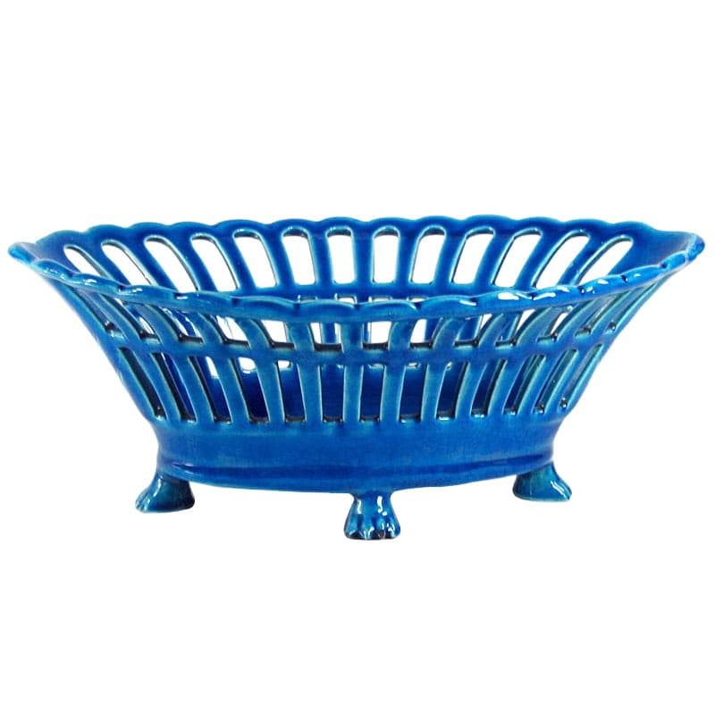 Turkusowy ceramiczny kosz na owoce, Francja, XXI wiek