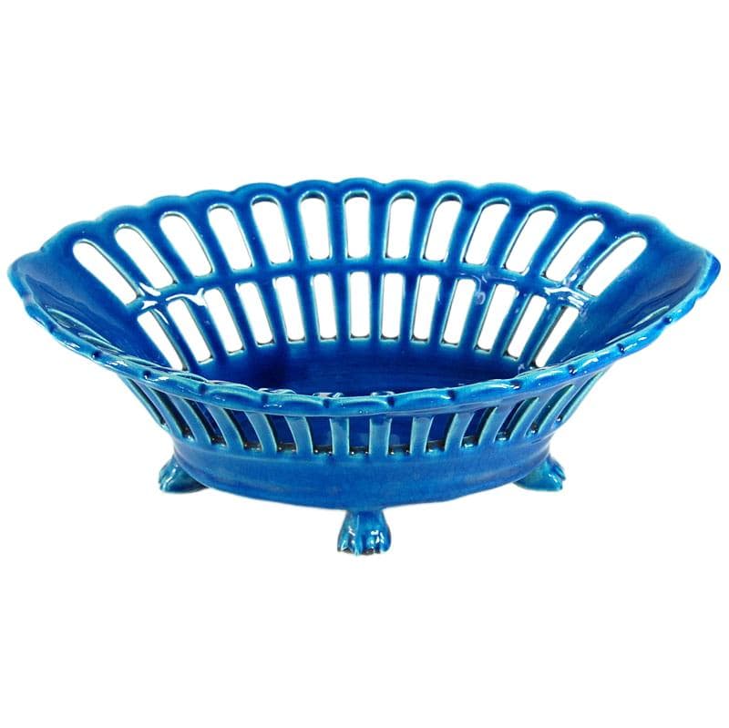 Turkusowy ceramiczny kosz na owoce, Francja, XXI wiek - 7434